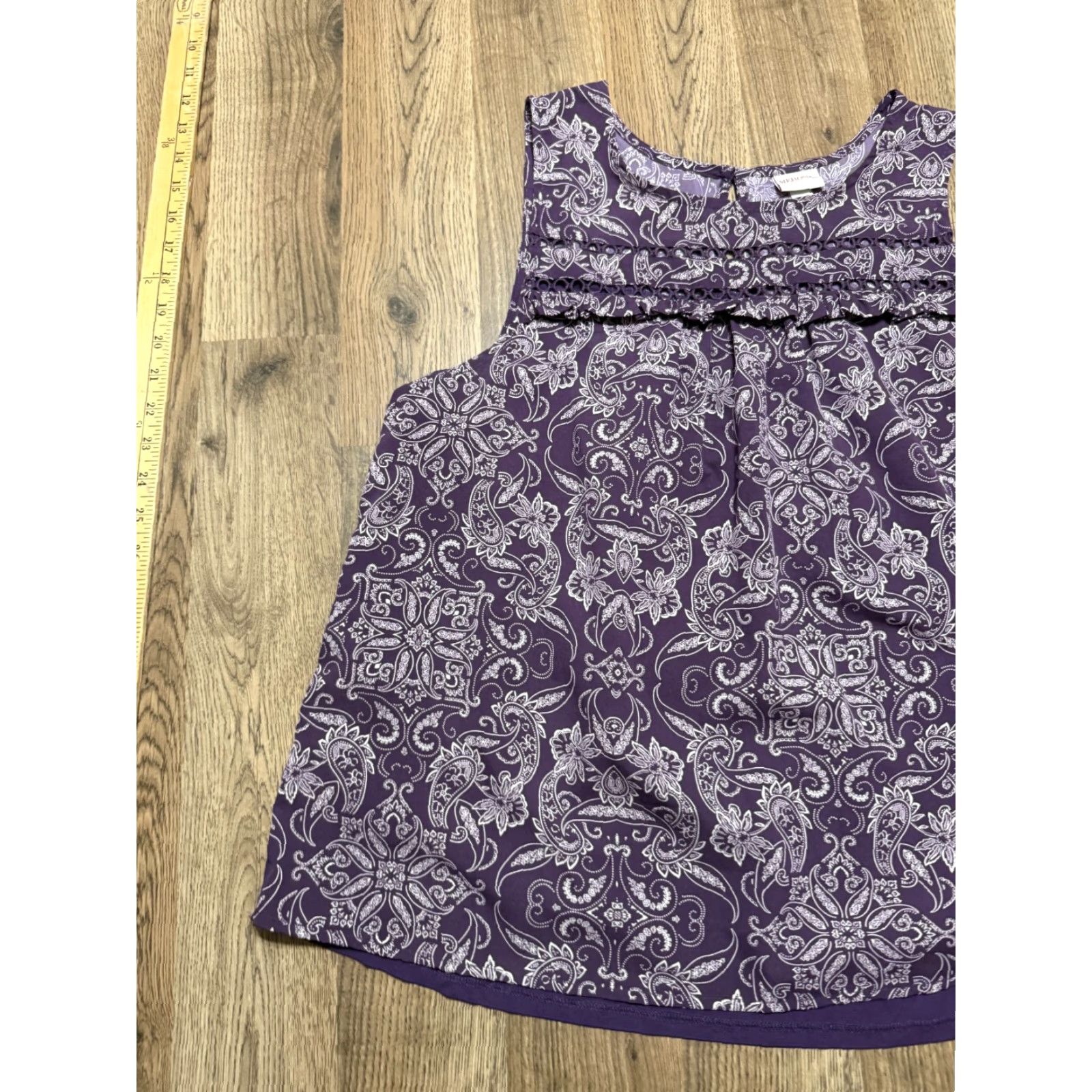Merona Merona Tank Top Women's Large Purple White Allover Print Round Neck Casual Sleeveless US Size L Womens Size L / US 10 / IT 46 - 3 Thumbnail