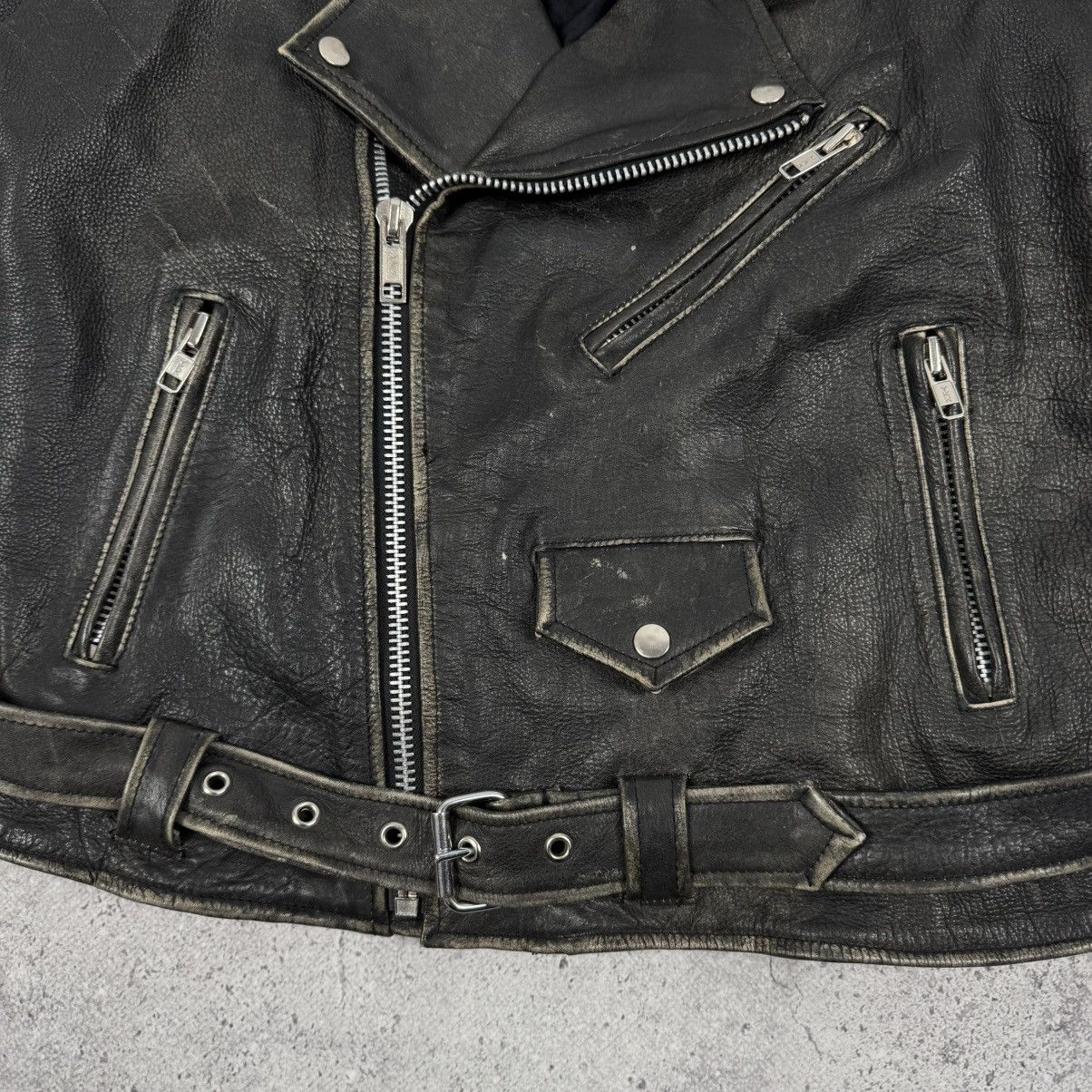 Vintage Vintage 90s Faded Distressed Genuine Leather Biker Jacket Size US M / EU 48-50 / 2 - 6 Thumbnail
