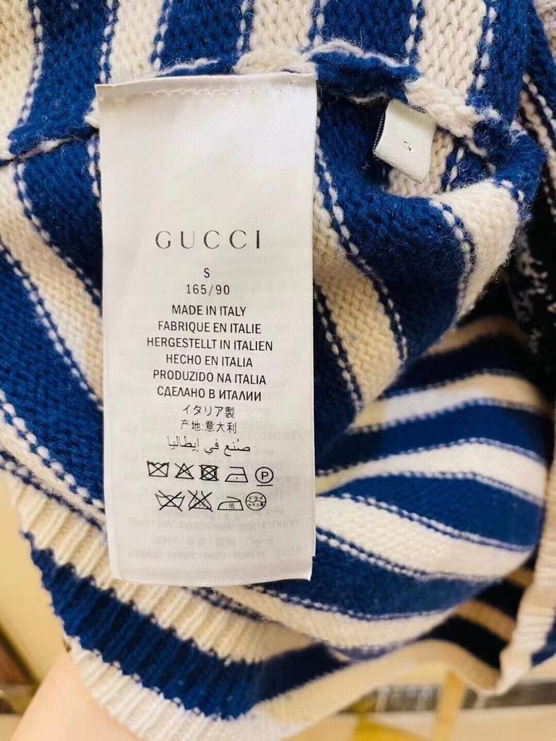Gucci Gucci Blue and white striped tiger head embroidered pullove Size US S / EU 44-46 / 1 - 5 Thumbnail