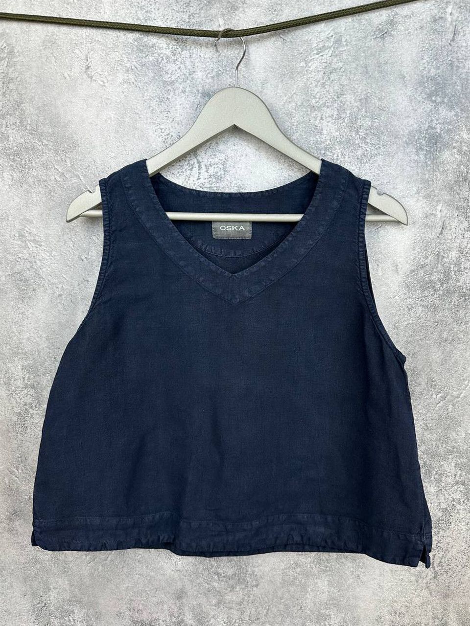 OSKA OSKA 100% Linen Crop Top Navy Faded Tank Vintage Size M / US 6-8 / IT 42-44 - 1 Thumbnail