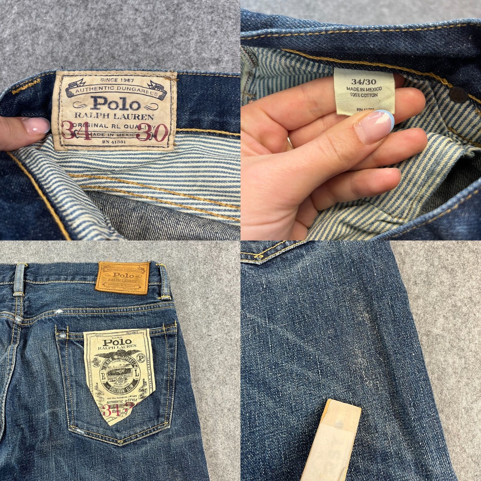 Polo Ralph Lauren Polo Ralph Lauren Jeans Tapered 34 30 Dark Wash Blue Whiskering Honeycomb Men Jeans Size US S / EU 44-46 / 1 - 8 Thumbnail