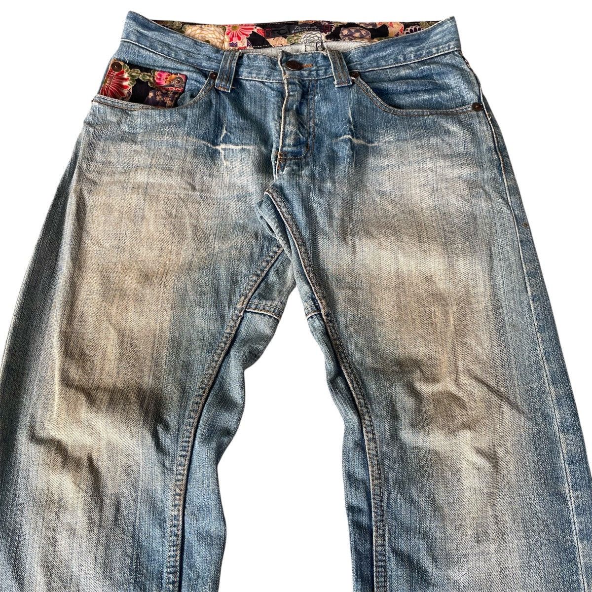 Kapital Y2k Japan Dominate Handcrafted Floral Sukajan Mudwash Jeans Size US 32 / EU 48 - 4 Thumbnail