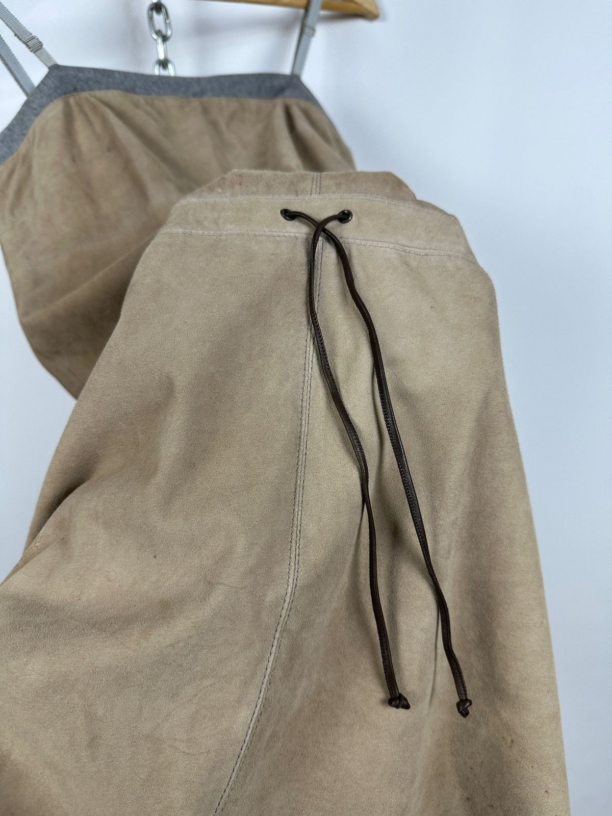 Brunello Cucinelli Vintage Brunello Cucinelli Suede Leather Strappy Midi Dress Size M / US 6-8 / IT 42-44 - 12 Thumbnail