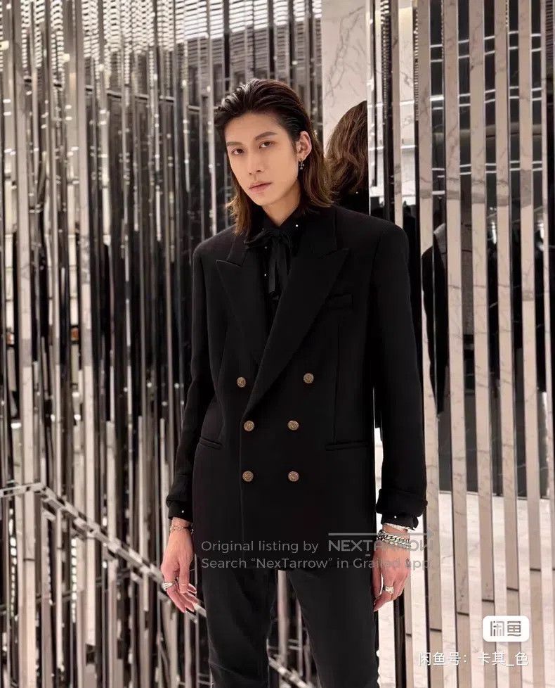Saint Laurent Paris Saint Laurent Paris Black and Gold Camel Hair Men's Suit C Size US L / EU 52-54 / 3 - 1 Thumbnail