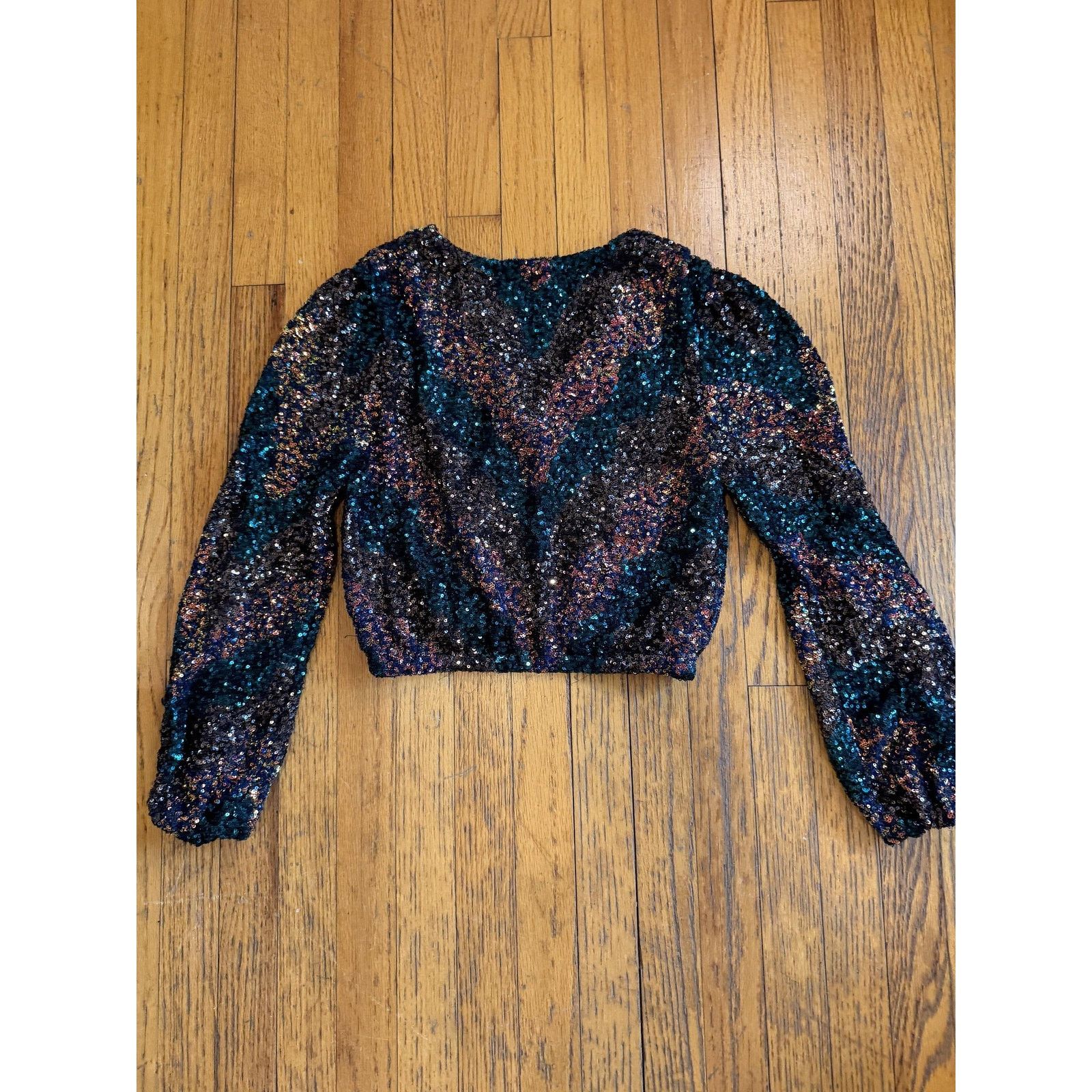 ASTR The Label ASTR The Label Cropped Blouse Womens XS Multicolor Sequin Size XS / US 0-2 / IT 36-38 - 6 Thumbnail