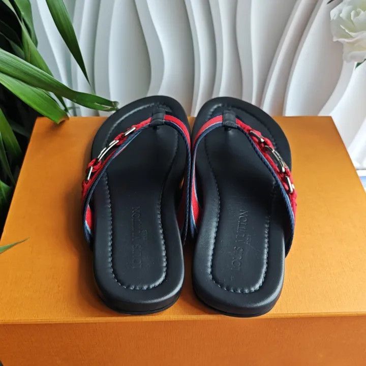 Louis Vuitton Louis Vuitton Logo Flip Flops in Black and Red -2508 Size US 8 / EU 41 - 3 Thumbnail
