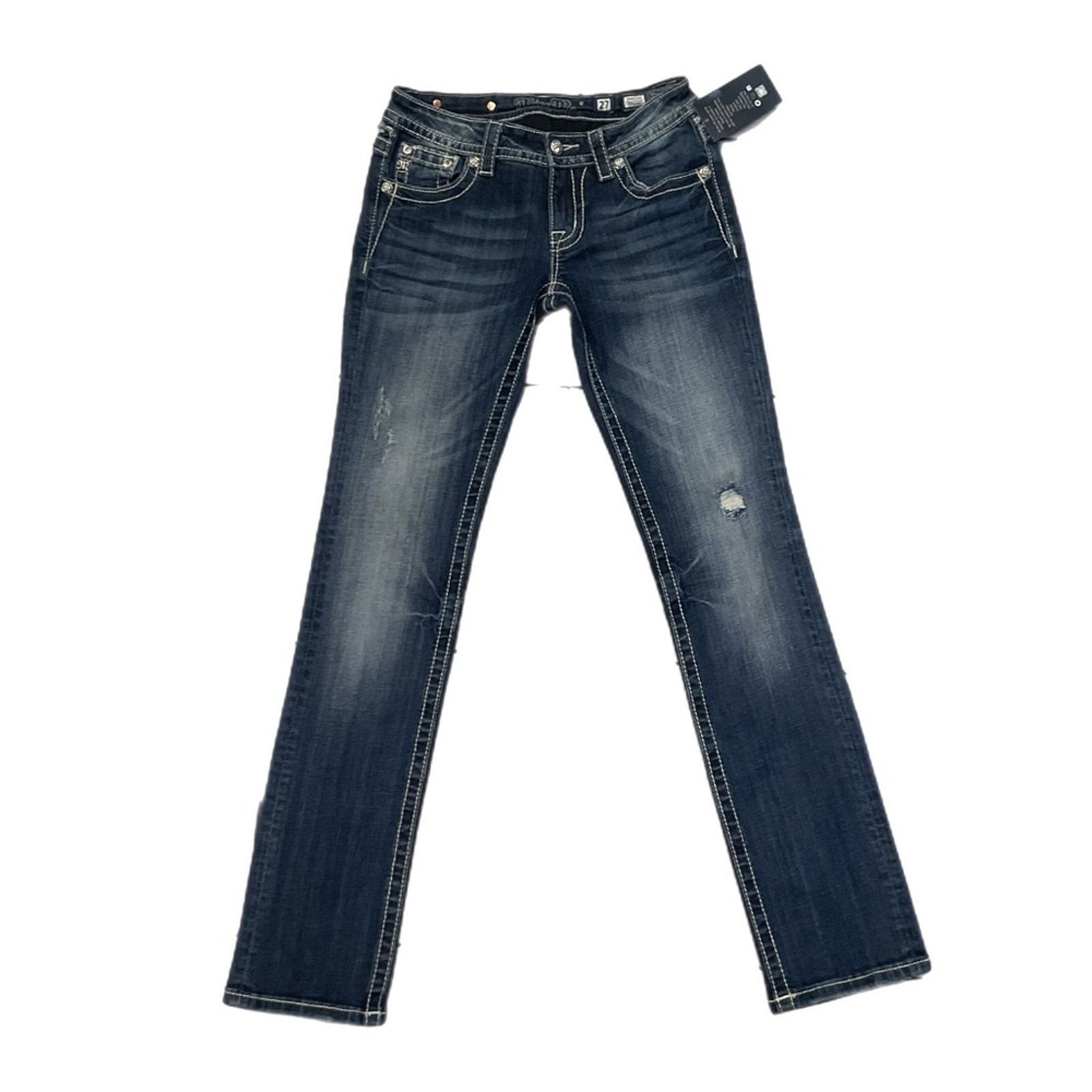 Miss Me Y2K Miss Me Straight Signature Embroidered Jeans Size 28" / US 6 / IT 42 - 1 Thumbnail