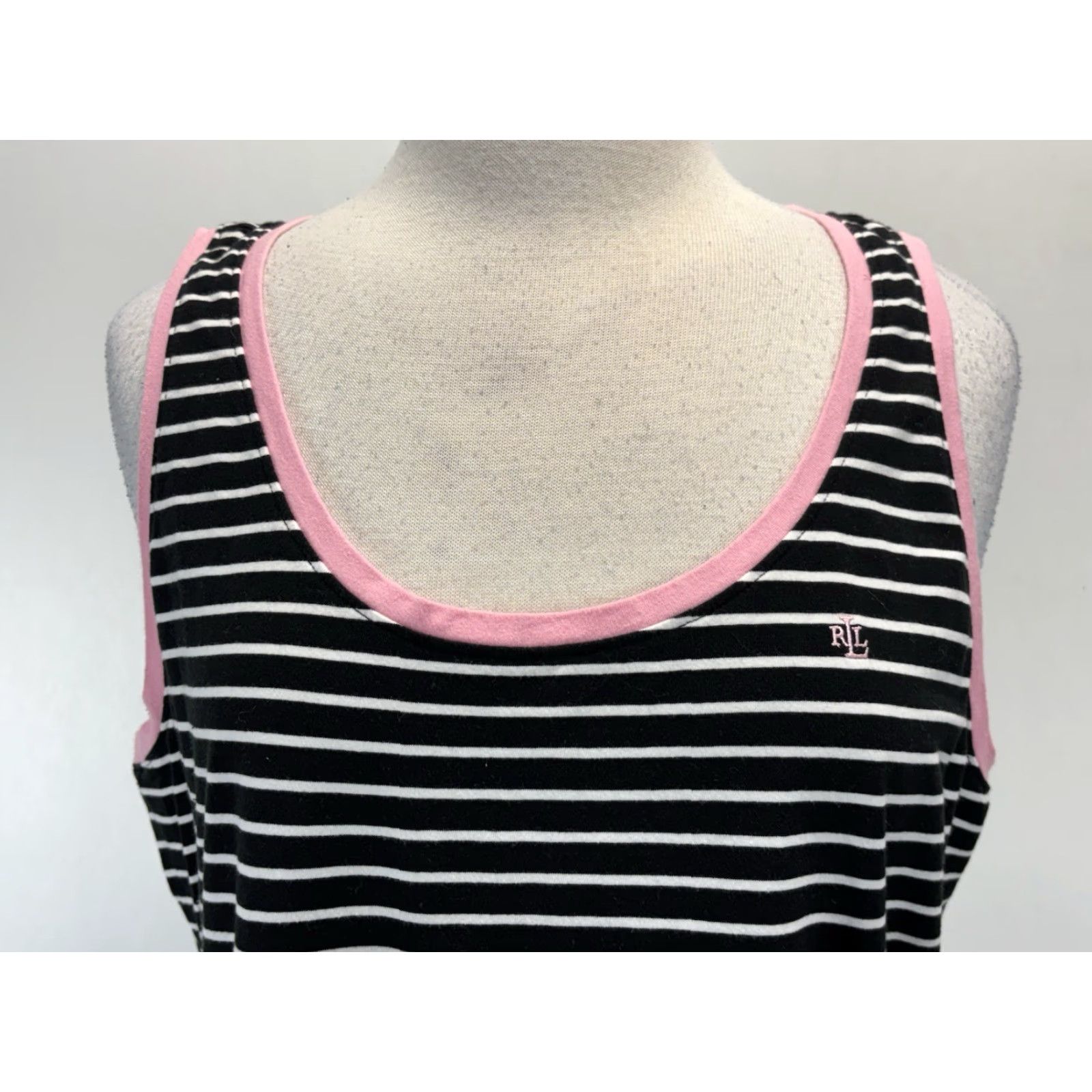 Ralph Lauren Lauren Ralph Lauren Dress Women XL Striped Maxi Tank Black White Pink Monogram Size XL / US 12-14 / IT 48-50 - 5 Thumbnail