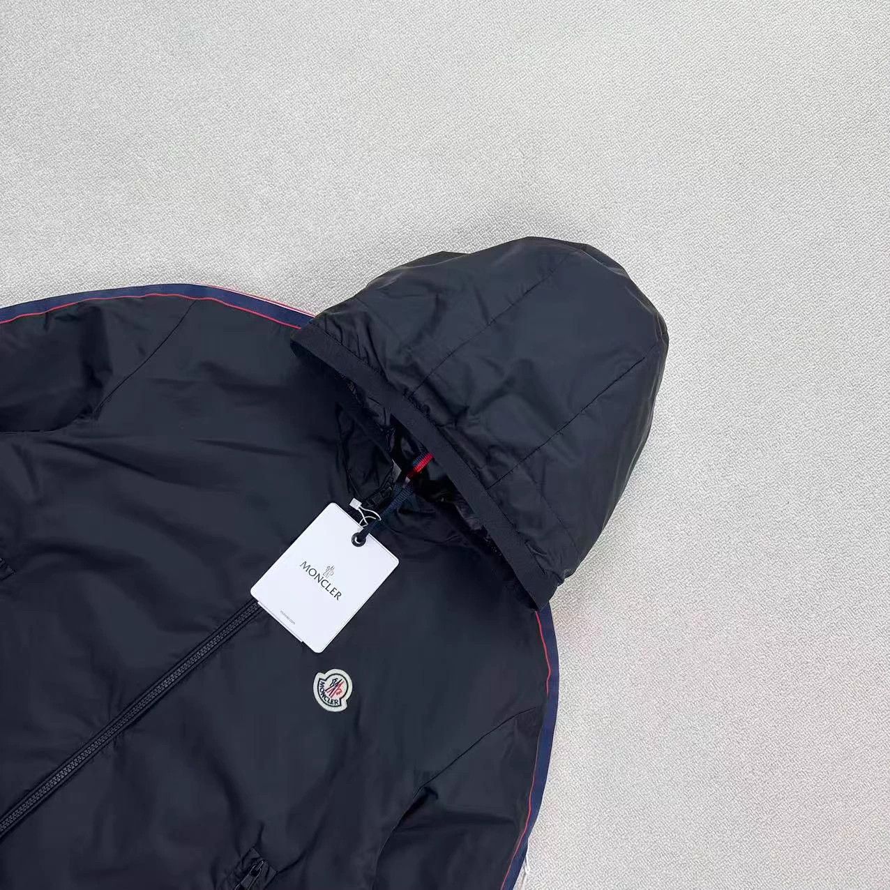 MONCLER webbing flocked logo light down jacket size 1