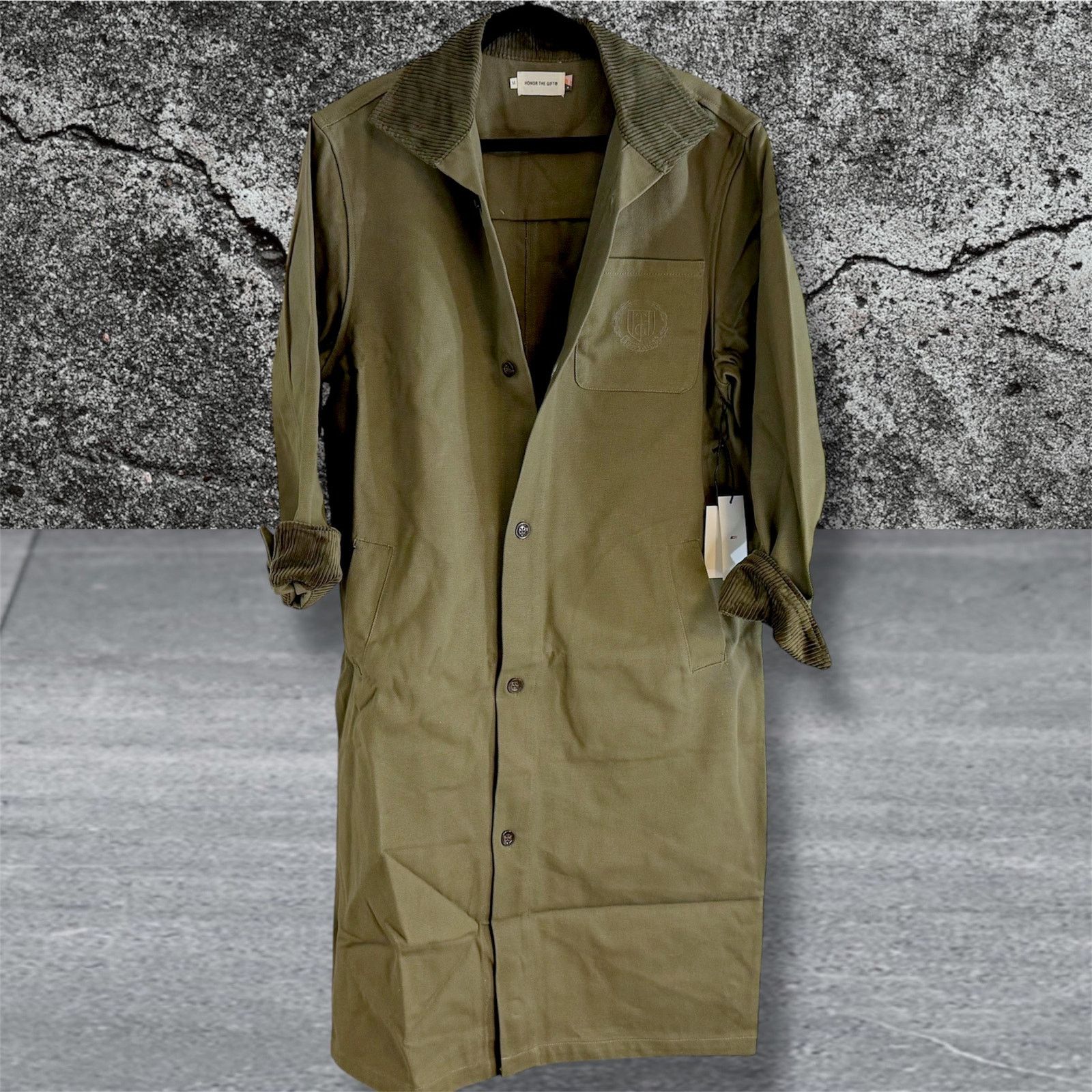 Honor the Gift •NEW• HONOR THE GIFT HEAVY JACKET Canvas Trench in Olive • M Size M / US 6-8 / IT 42-44 - 3 Thumbnail
