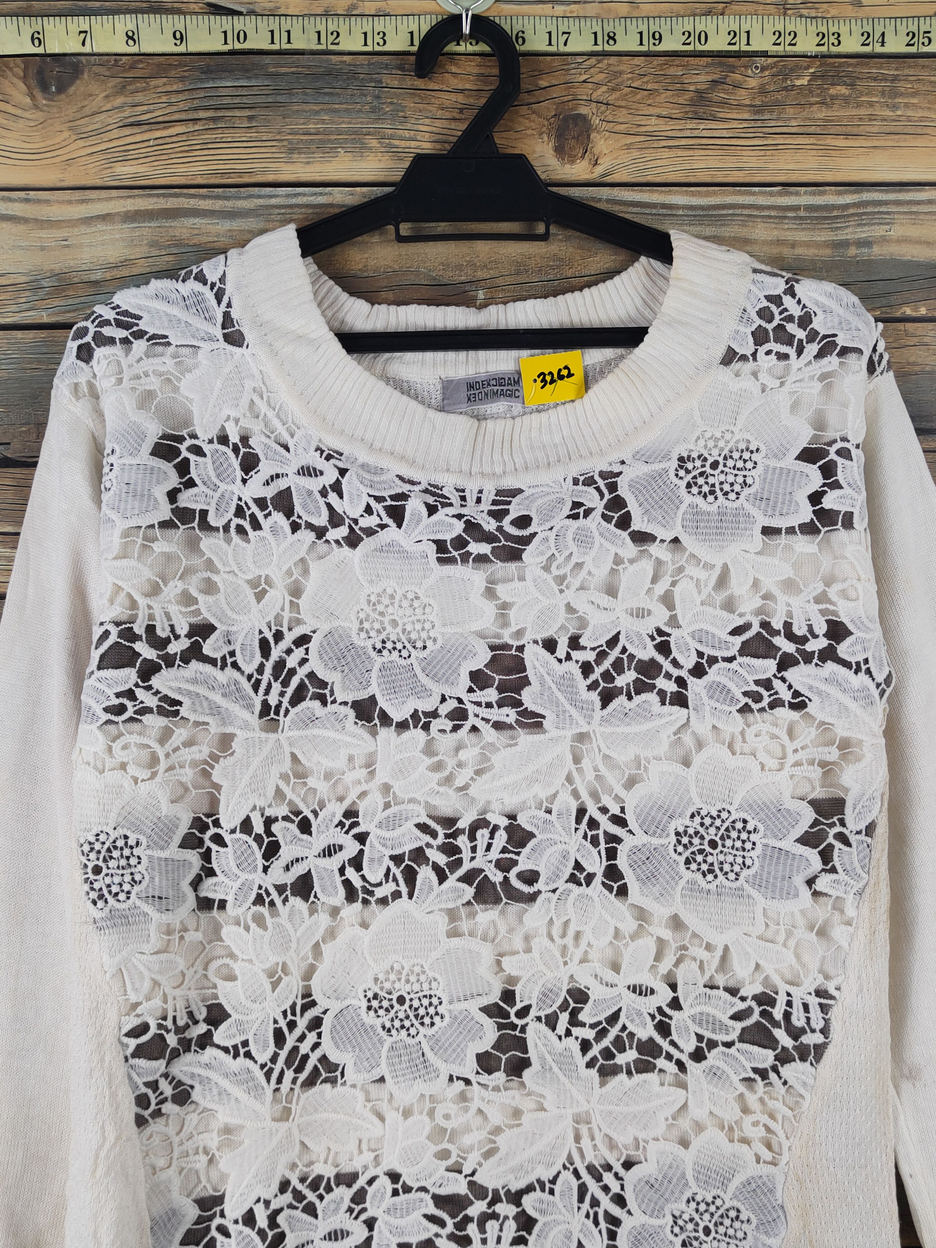 Homespun Knitwear × Japanese Brand × Vintage Index Magic Ivory Knitwear Sweatshirts #W1765 Size L / US 10 / IT 46 - 2 Thumbnail