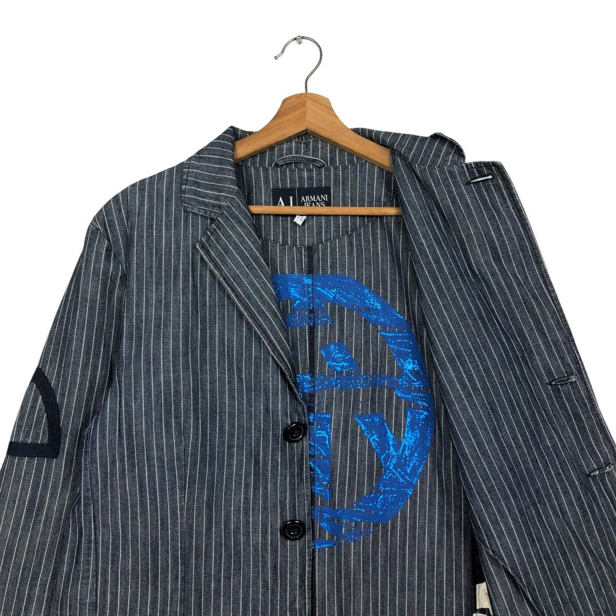 Vintage 🔥VINTAGE HICKORY CHORE WORKER JACKET ARMANI JEANS INDIGO Size US M / EU 48-50 / 2 - 14 Thumbnail