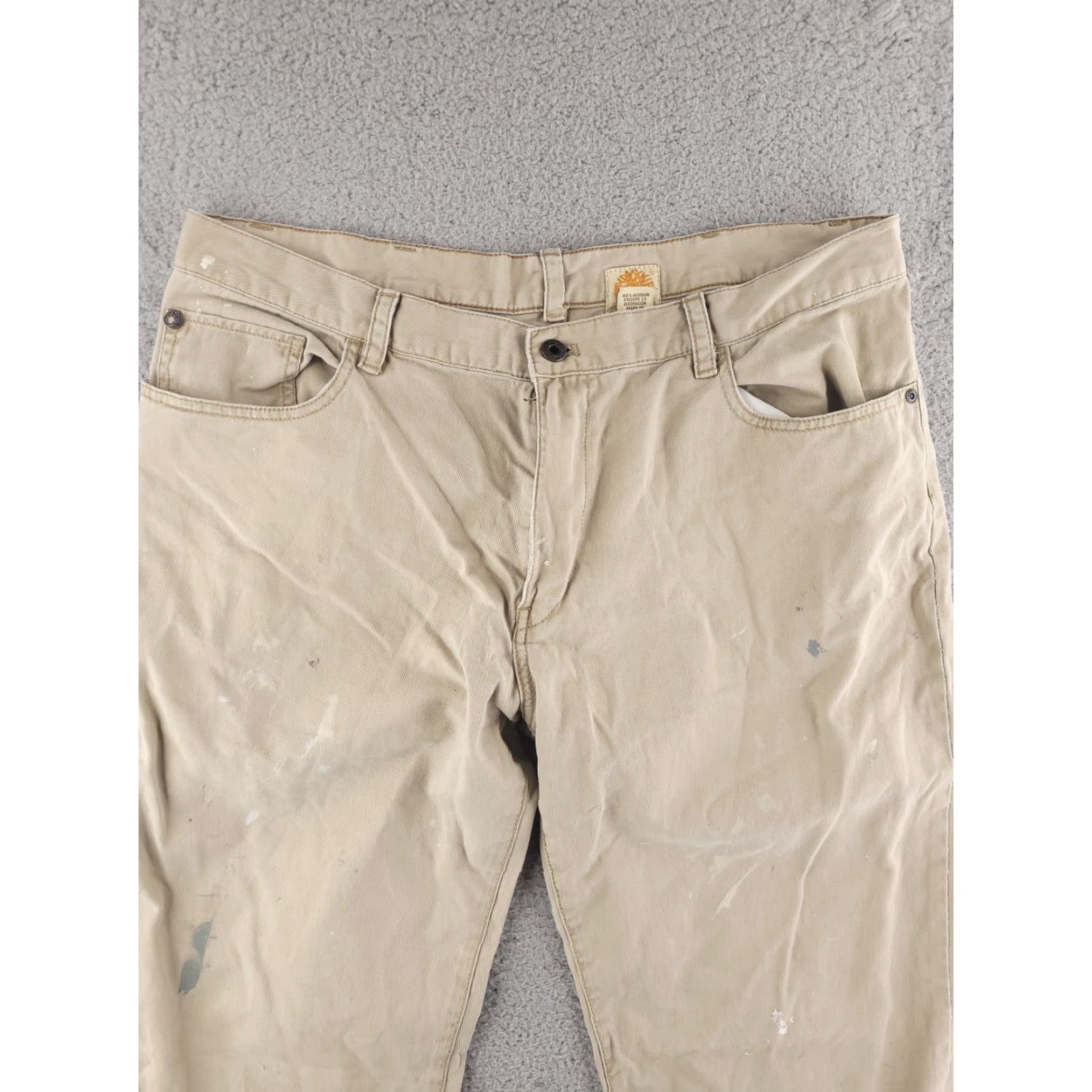 Timberland Timberland Pants Mens 38x30 Relaxed Distressed Chino Khaki Beige Flat Front Size US 38 / EU 54 - 5 Thumbnail
