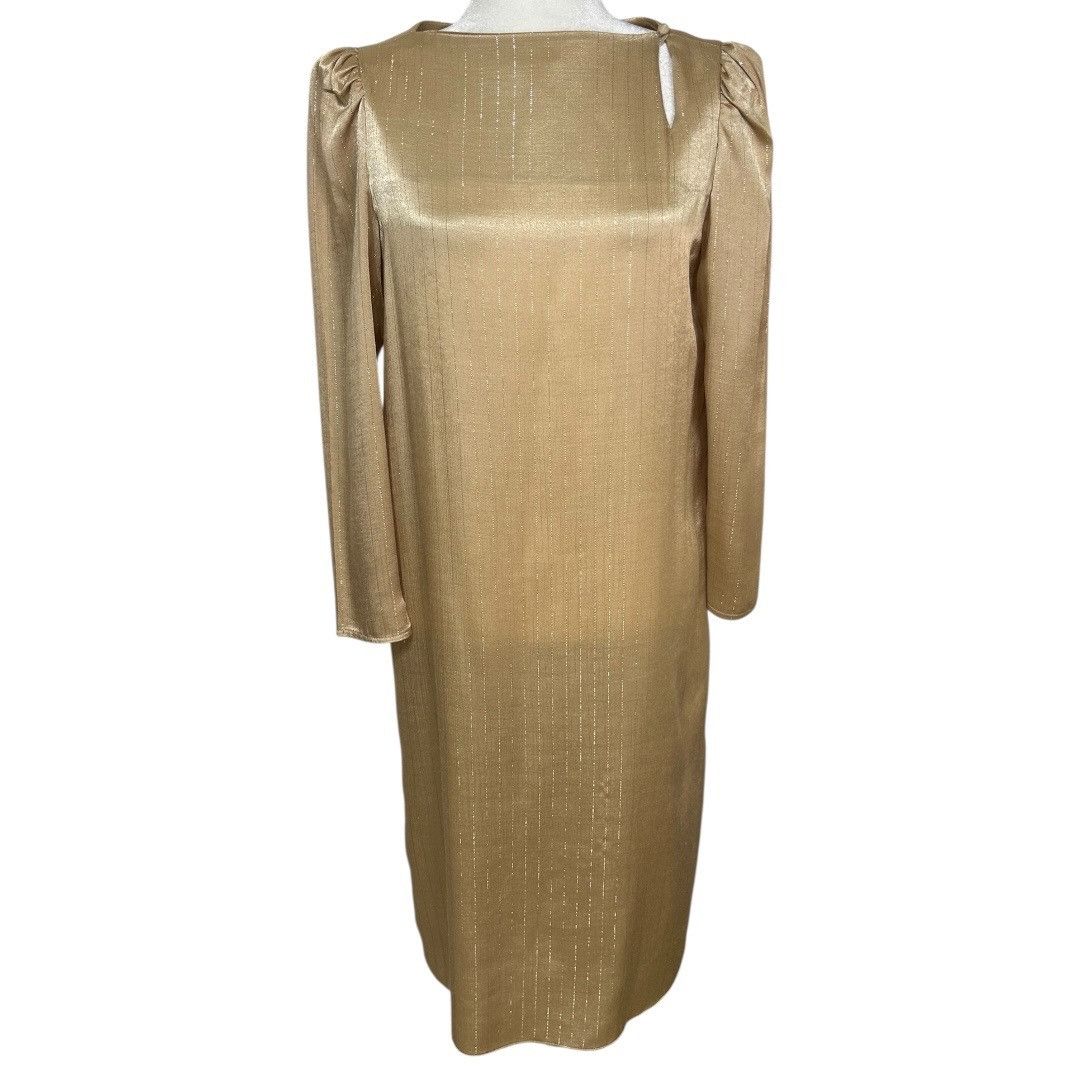 Other Vintage ILGWU Gold Metallic Long-Sleeve Dress - Size 9 Size M / US 6-8 / IT 42-44 - 2 Thumbnail