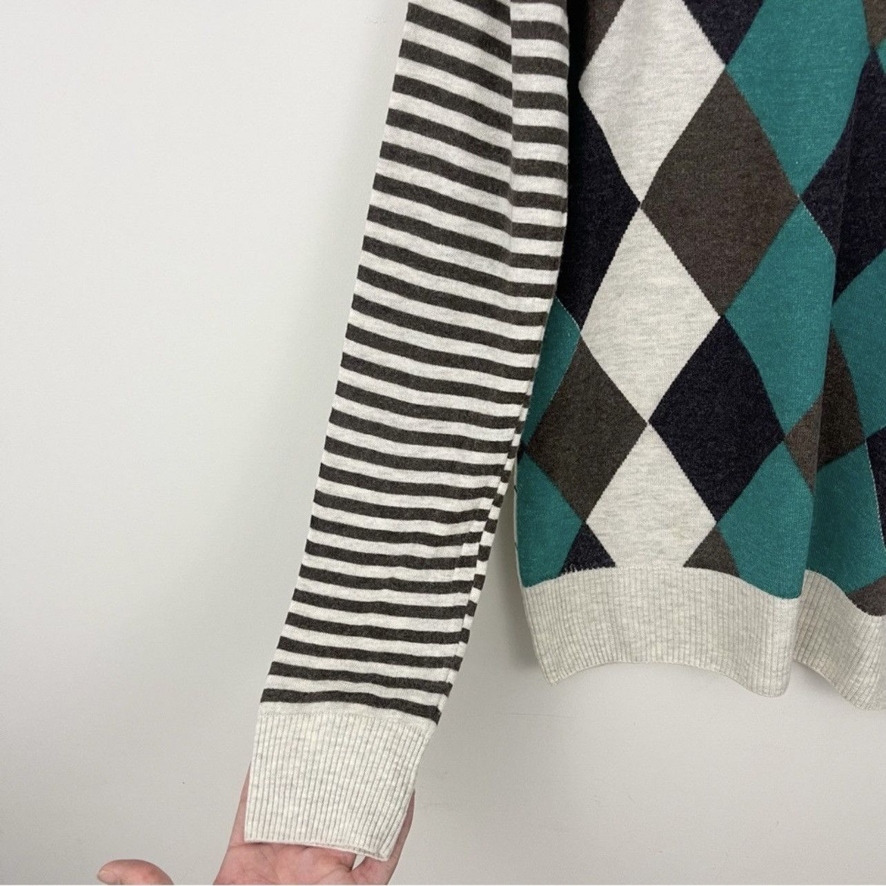 Scotch & Soda Scotch & Soda V-Neck Mixed Print Wool Blend Sweater Size US XL / EU 56 / 4 - 5 Thumbnail