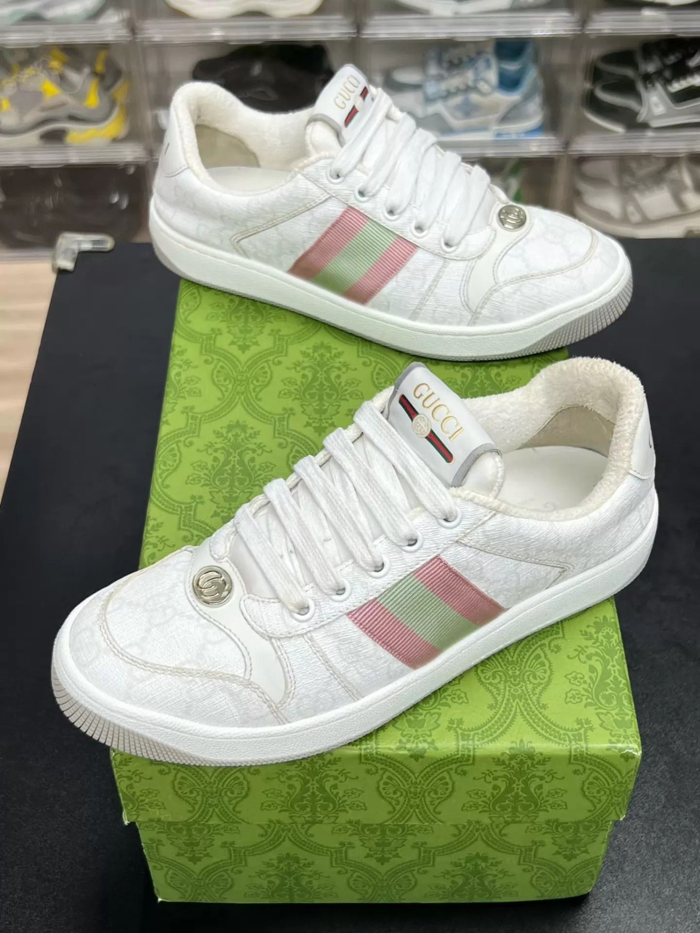 Gucci GUCCI Gray & White Sneakers 36 (Lightly Used) Size US 5.5 / IT 35.5 - 1 Thumbnail