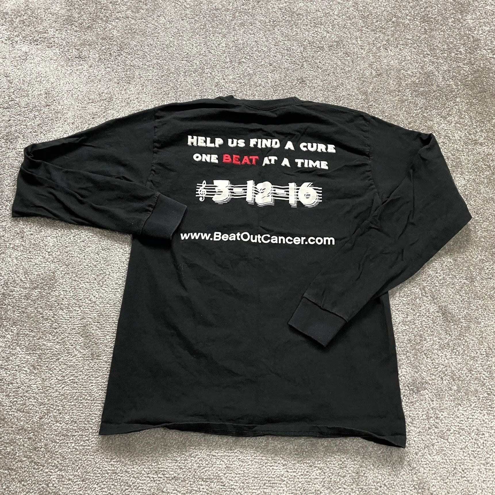 Hanes Hanes TAGLESS Long Sleeve Tee Unisex M Black Graphic Cancer Awareness Shirt Vintage: No Size US M / EU 48-50 / 2 - 2 Thumbnail