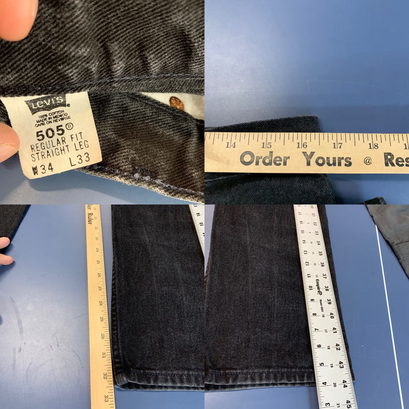 Levi's VINTAGE Levi's 505 Black Denim Jeans Mens Size 34x33 Straight Regular Fits Size US 34 / EU 50 - 11 Thumbnail