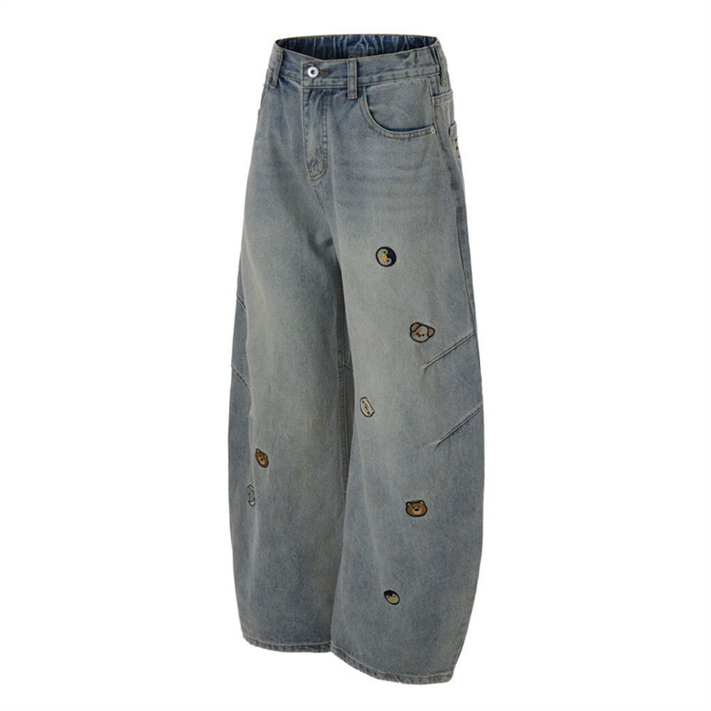 Jean Men's punk embroidered vintage washed distressed jeans Size US 32 / EU 48 - 5 Thumbnail