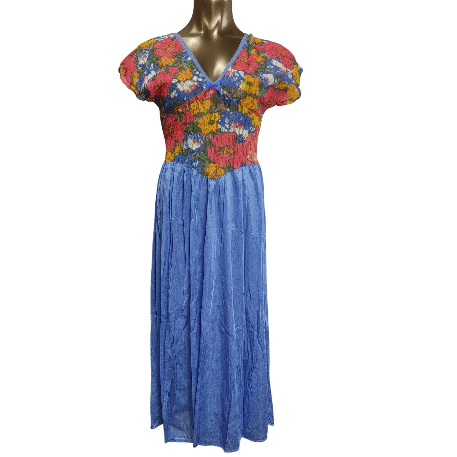 Other VTG Cinema Etoile Blue Red Floral Fit & Flare Dress Ladies L Size L / US 10 / IT 46 - 1 Thumbnail