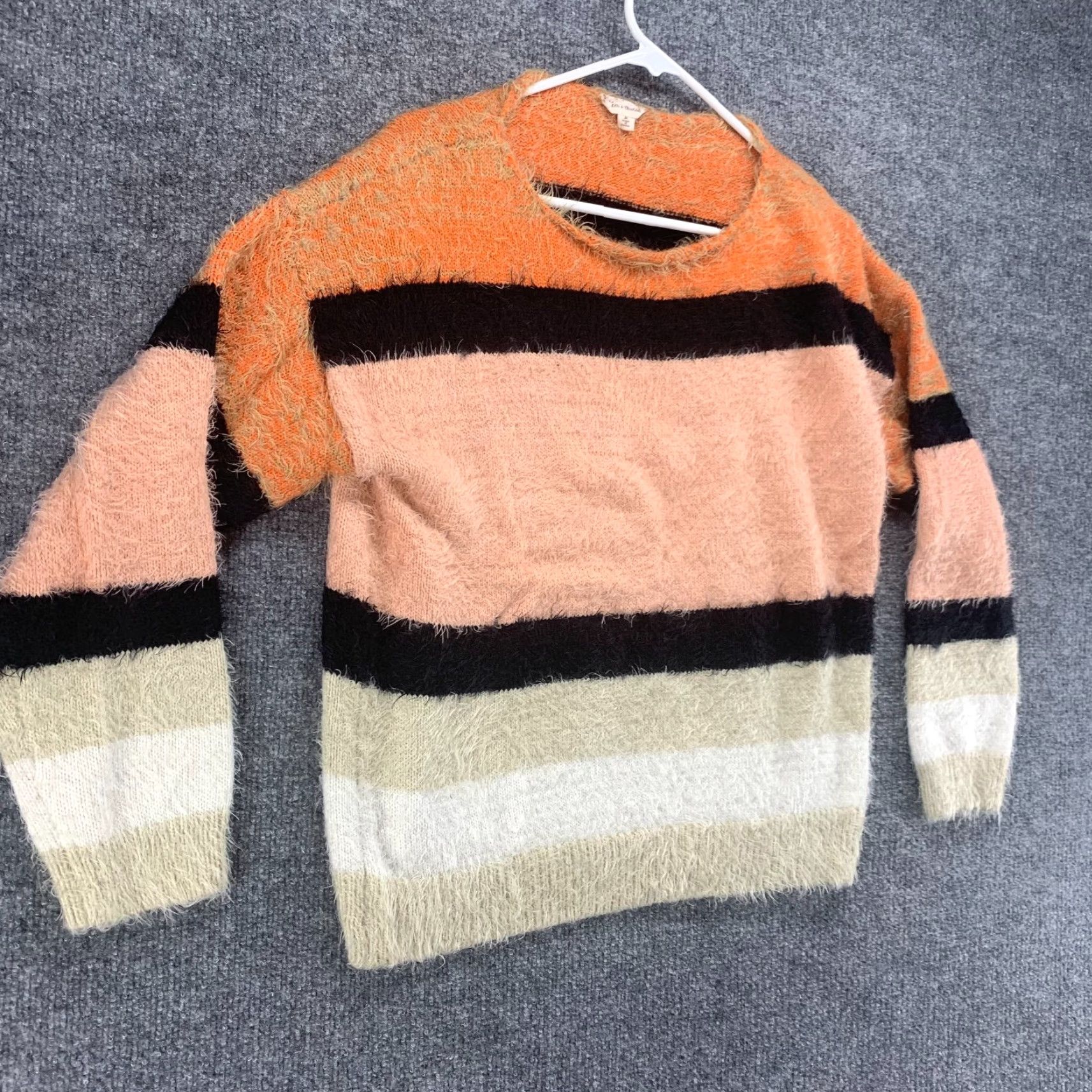 Vintage Hem & Thread Striped Pullover Sweater Womens Medium Orange Casual Acrylic Blend Size M / US 6-8 / IT 42-44 - 2 Thumbnail