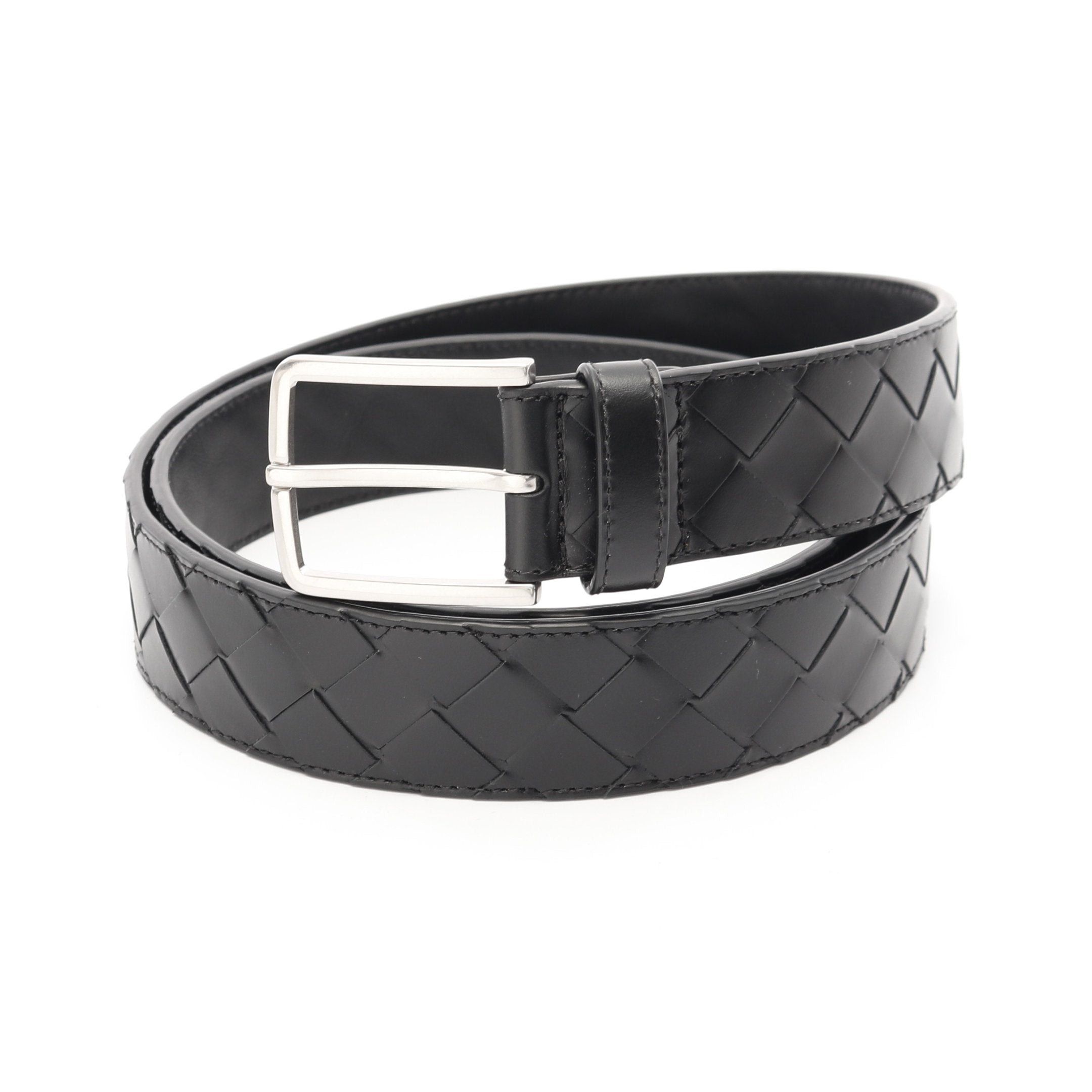 Bottega Veneta Bottega Veneta Intrecciato Belt Leather Black Size ONE SIZE - 1 Thumbnail