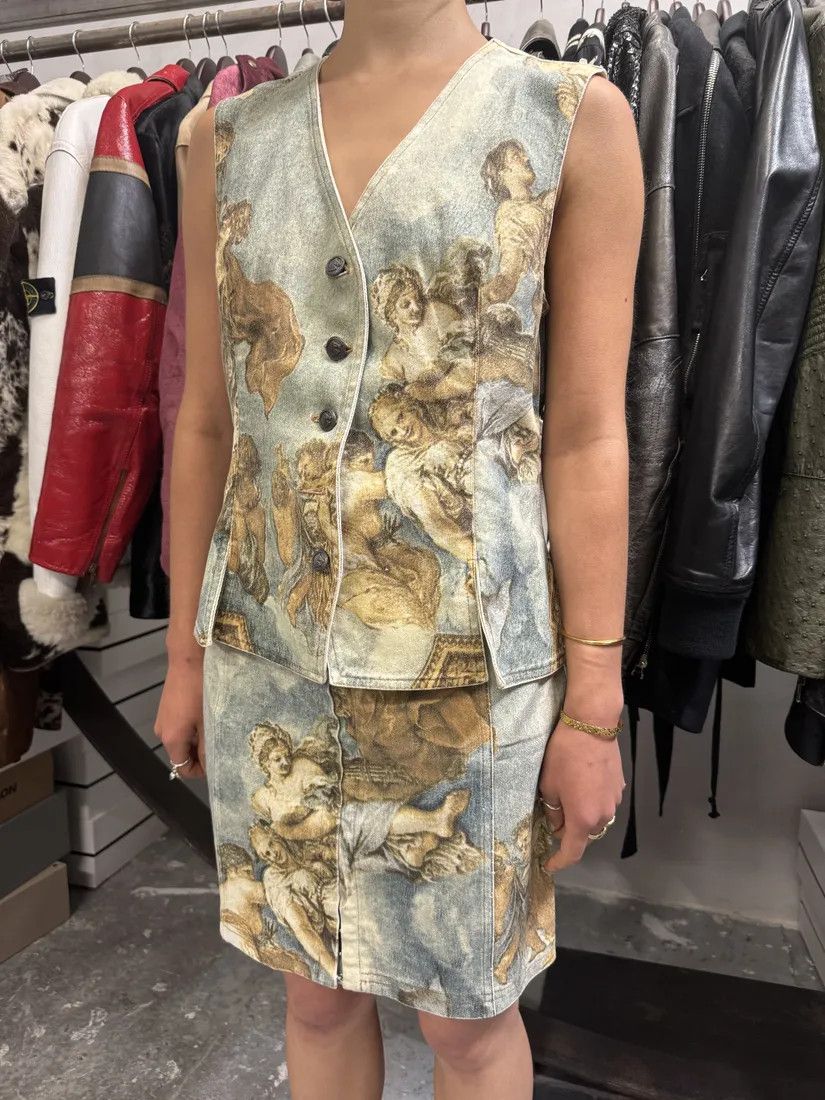 Roberto Cavalli × Vintage FW1994 Roberto Cavalli Renaissance Royal Print Skirt Size 25" / US 0 / IT 36 - 3 Thumbnail