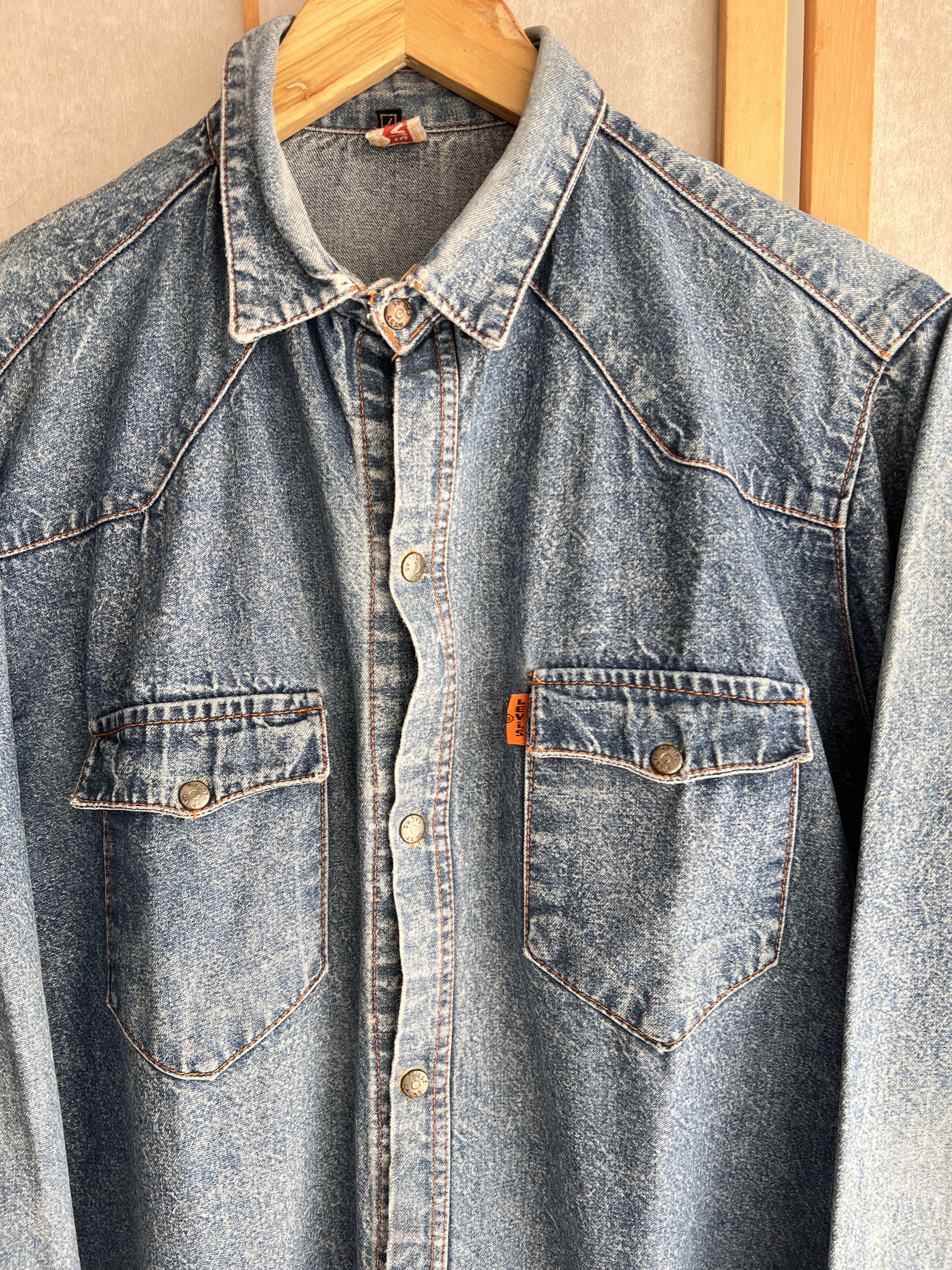 Levi's Vintage Clothing Archive 70s 80s Levis vintage orange tab western denim shirt Size US L / EU 52-54 / 3 - 3 Thumbnail