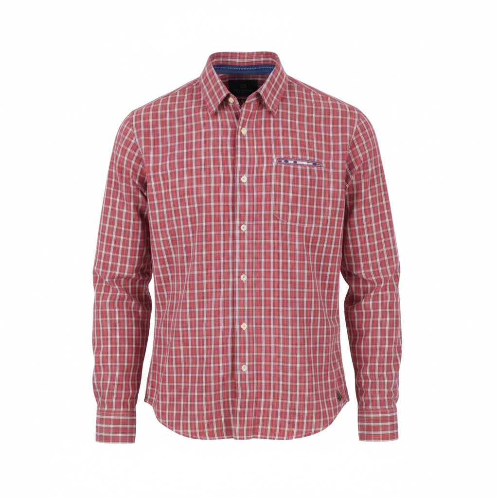 Scotch & Soda S Red Plaid Button-Up Spread Shirt 89048 Size US S / EU 44-46 / 1 - 1 Thumbnail