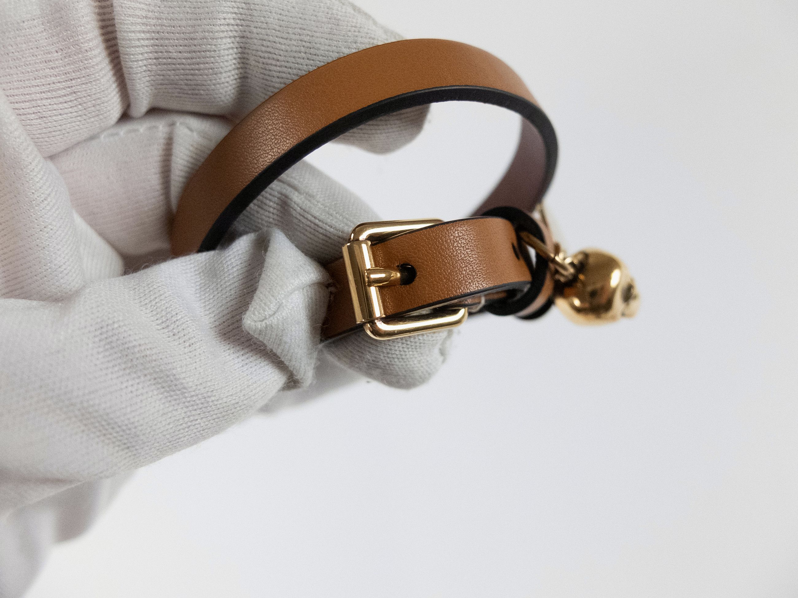 Alexander McQueen ALEXANDER MCQUEEN brown double wrap leather skull bracelet q Size ONE SIZE - 5 Thumbnail