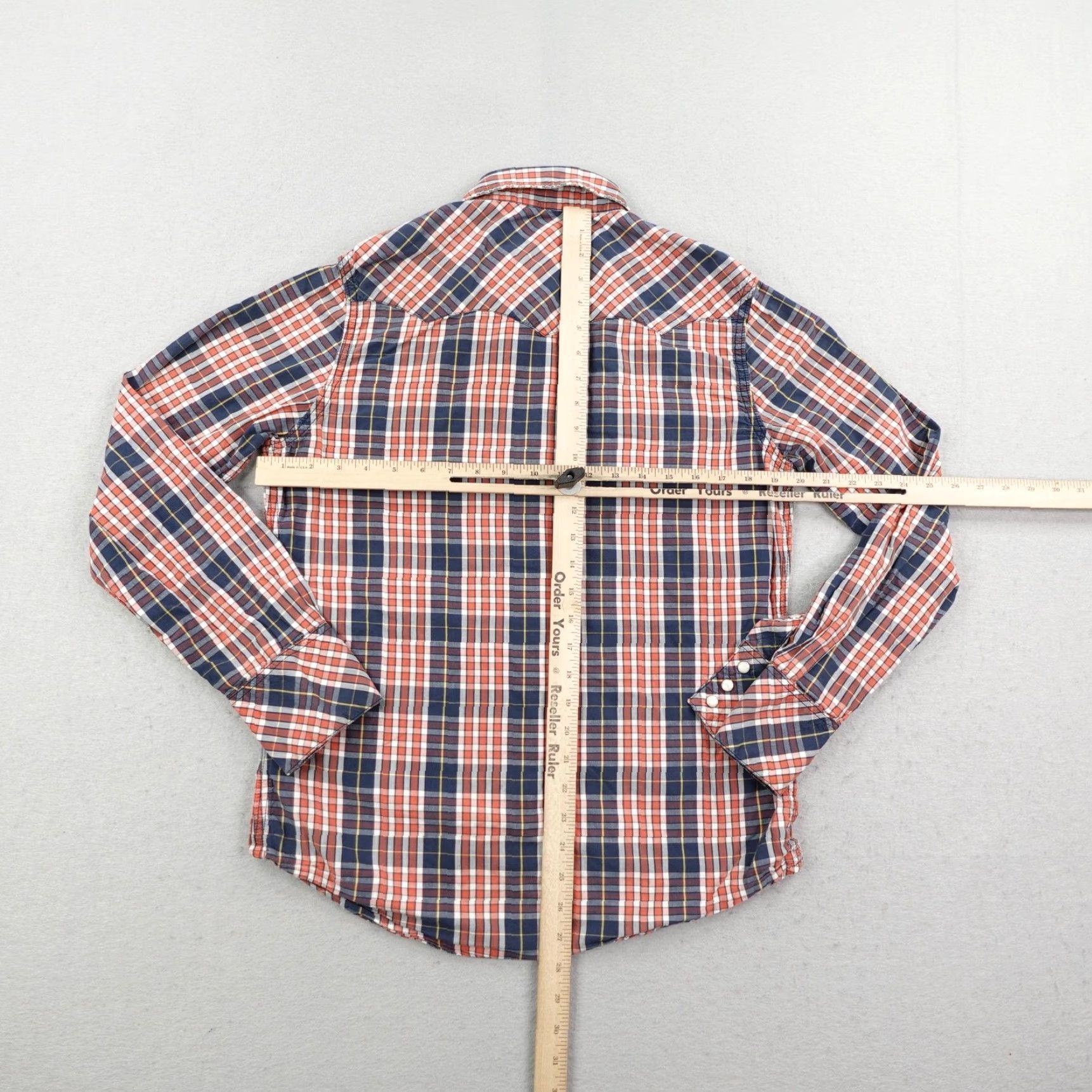 True Religion True Religion Shirt Adult Medium Orange Plaid Pearl Snap Western Cowboy Button-Up Mens Size US M / EU 48-50 / 2 - 6 Thumbnail