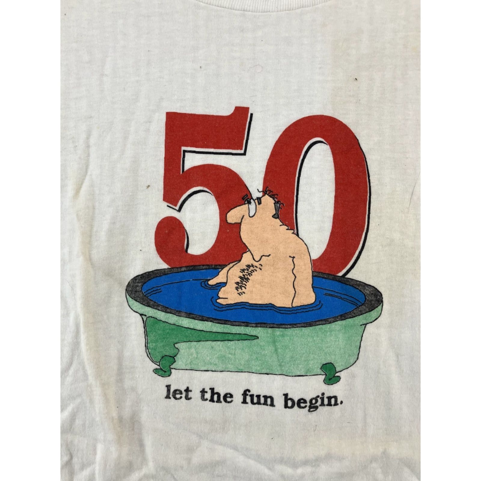 Vintage Short Hills Tee Shirt Adult XL 50th Birthday Graphic Let The Fun Begin White Size US XL / EU 56 / 4 - 2 Thumbnail