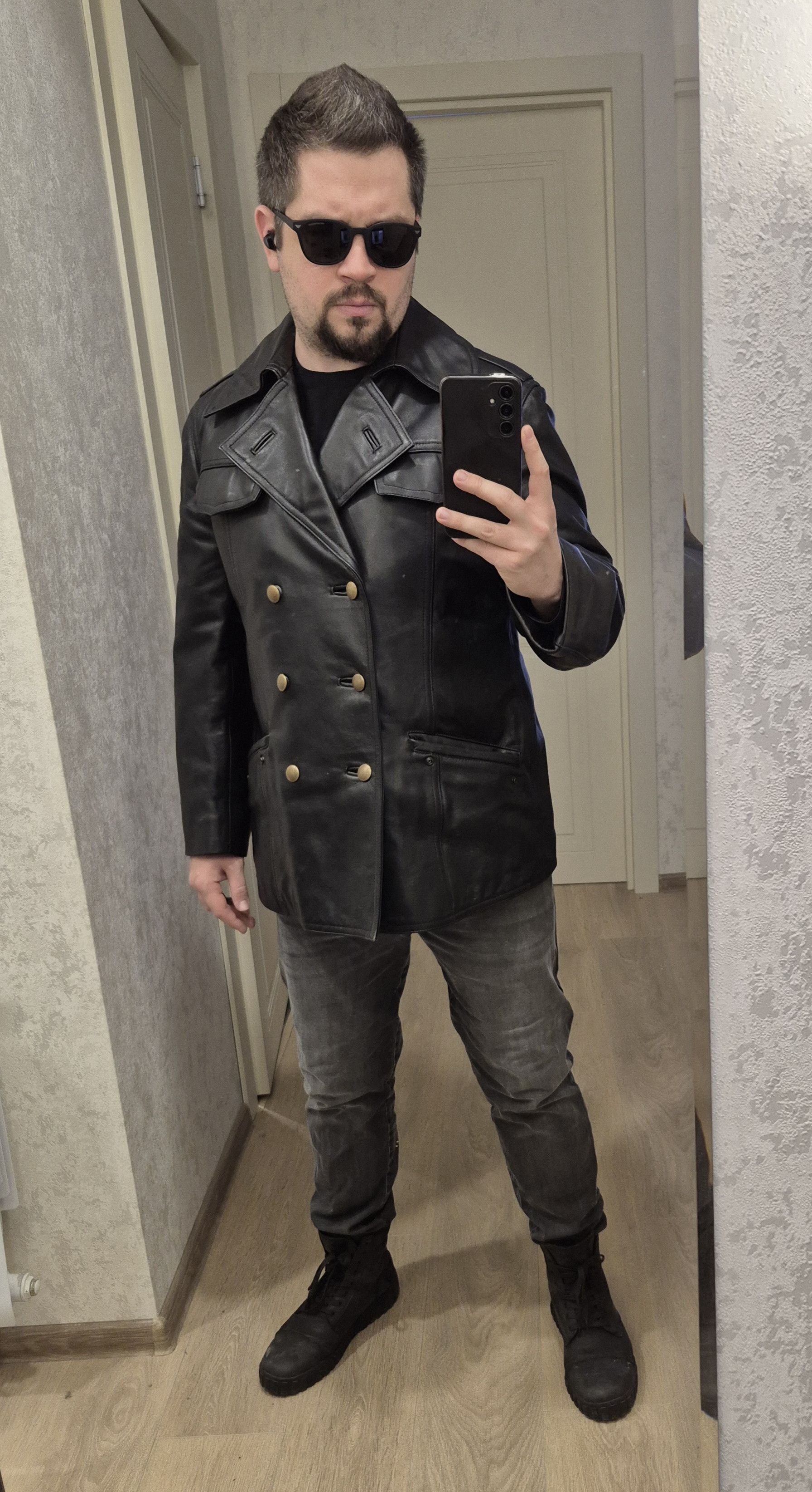 Vintage Hackel & Co Rare vintage police military men leather jacket Size US L / EU 52-54 / 3 - 7 Thumbnail