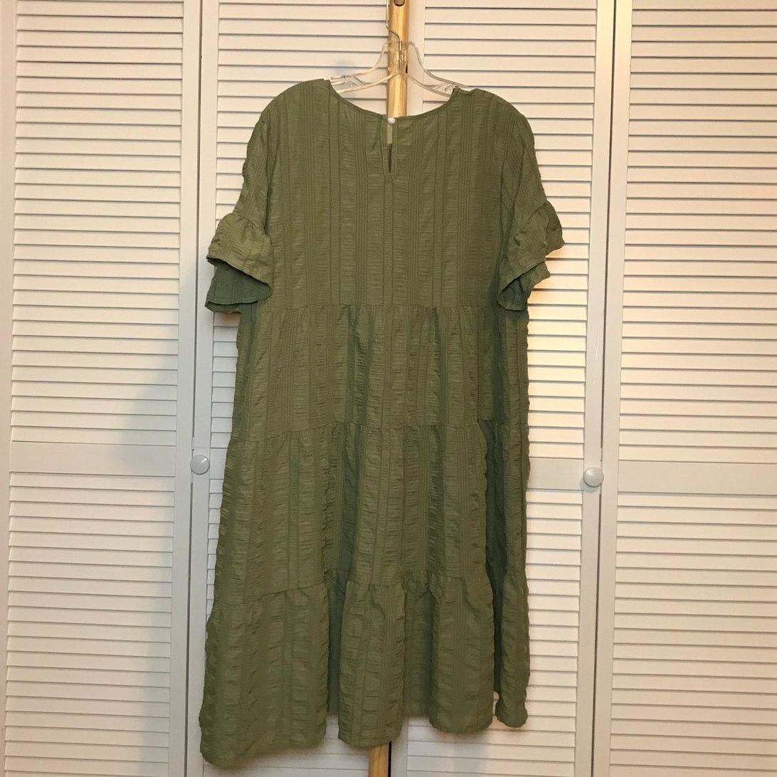 Shein Shein Green Round Neck Short Sleeve Shift Midi Dress XL Size XL / US 12-14 / IT 48-50 - 2 Thumbnail