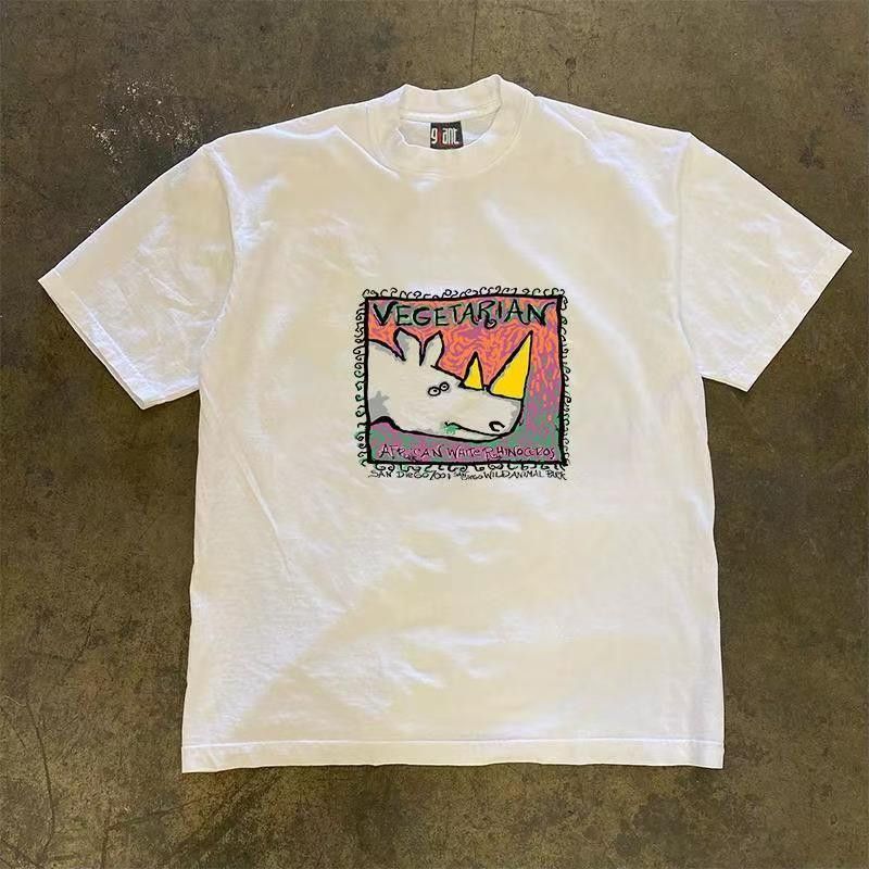Japanese Brand × Vintage Rhino print street washed vintage cotton tee Size US M / EU 48-50 / 2 - 1 Thumbnail