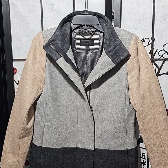 J.Crew J. Crew Colorblock Funnel Neck Coat Wool Jacket Size 4 Size S / US 4 / IT 40 - 3 Thumbnail