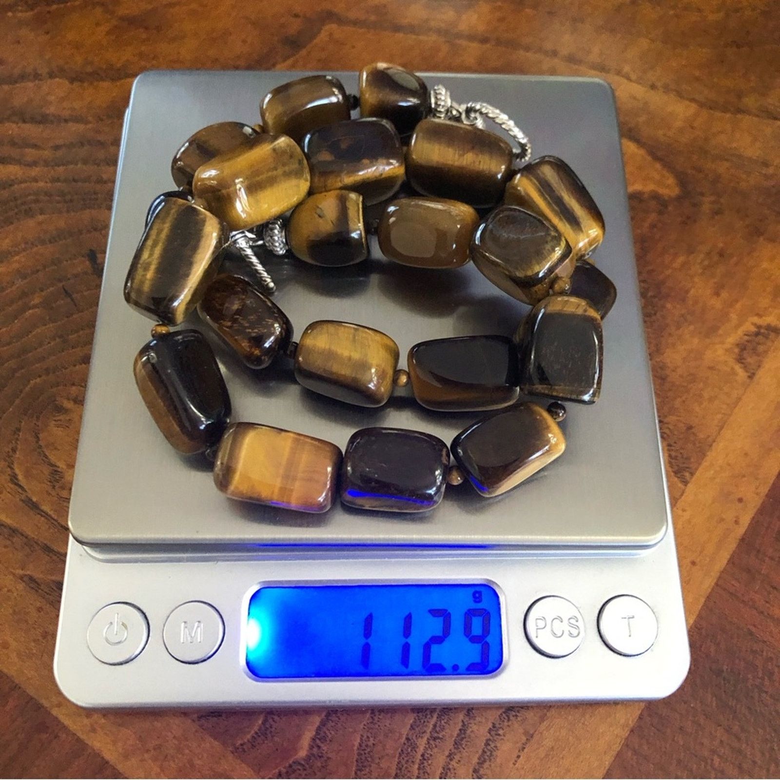 Vintage Vintage chunky polished genuine tiger eye stone 925 necklace Size ONE SIZE - 14 Thumbnail