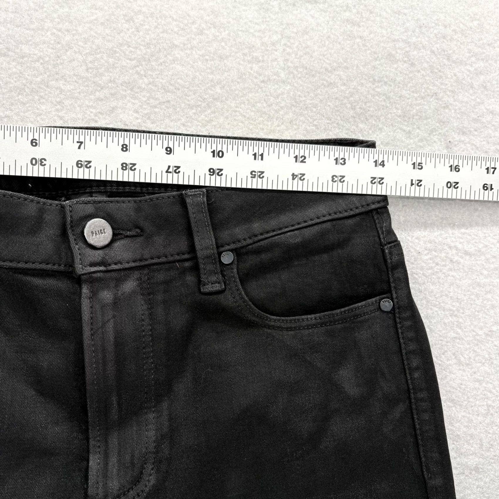 Paige Paige Jeans Flared Womens 27 Black Coated Stretch Denim High Rise Slim 5-Pocket 27in Inseam Boys Girls Mens Womens Size 27" / US 4 / IT 40 - 6 Thumbnail