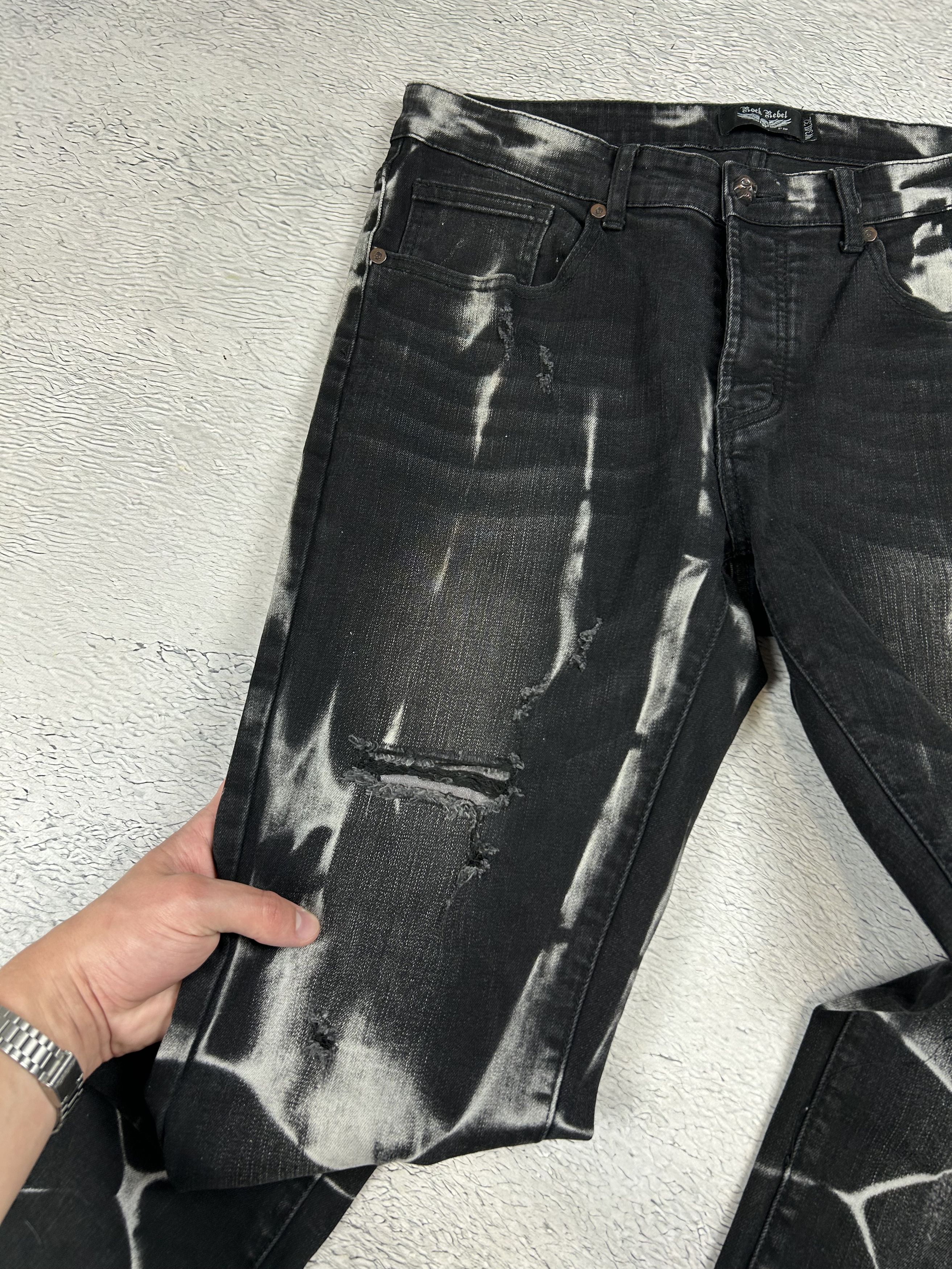 JNCO × Japanese Brand Tie Dye Rock Rebel Jeans Loose fit Baggy Drill Fire y2k Size US 34 / EU 50 - 5 Thumbnail