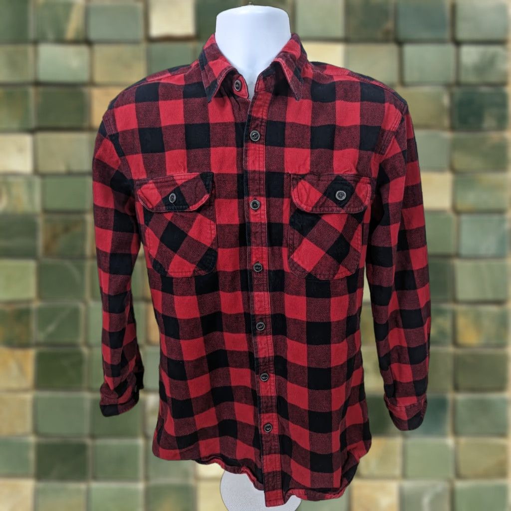 Vintage VINTAGE Work n' Sport Flannel Shirt Buffalo Plaid Button-Up Men M Wool Blend Quilted Lined Pockets 90s 27 Length Regular" Size US M / EU 48-50 / 2 - 1 Thumbnail
