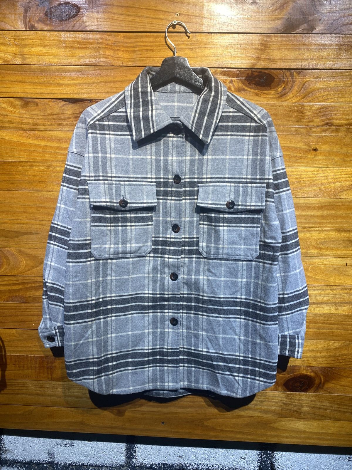 GU Vintage-Inspired GU Gray Plaid Flannel Shirt Jacket Unisex Size US M / EU 48-50 / 2 - 3 Thumbnail