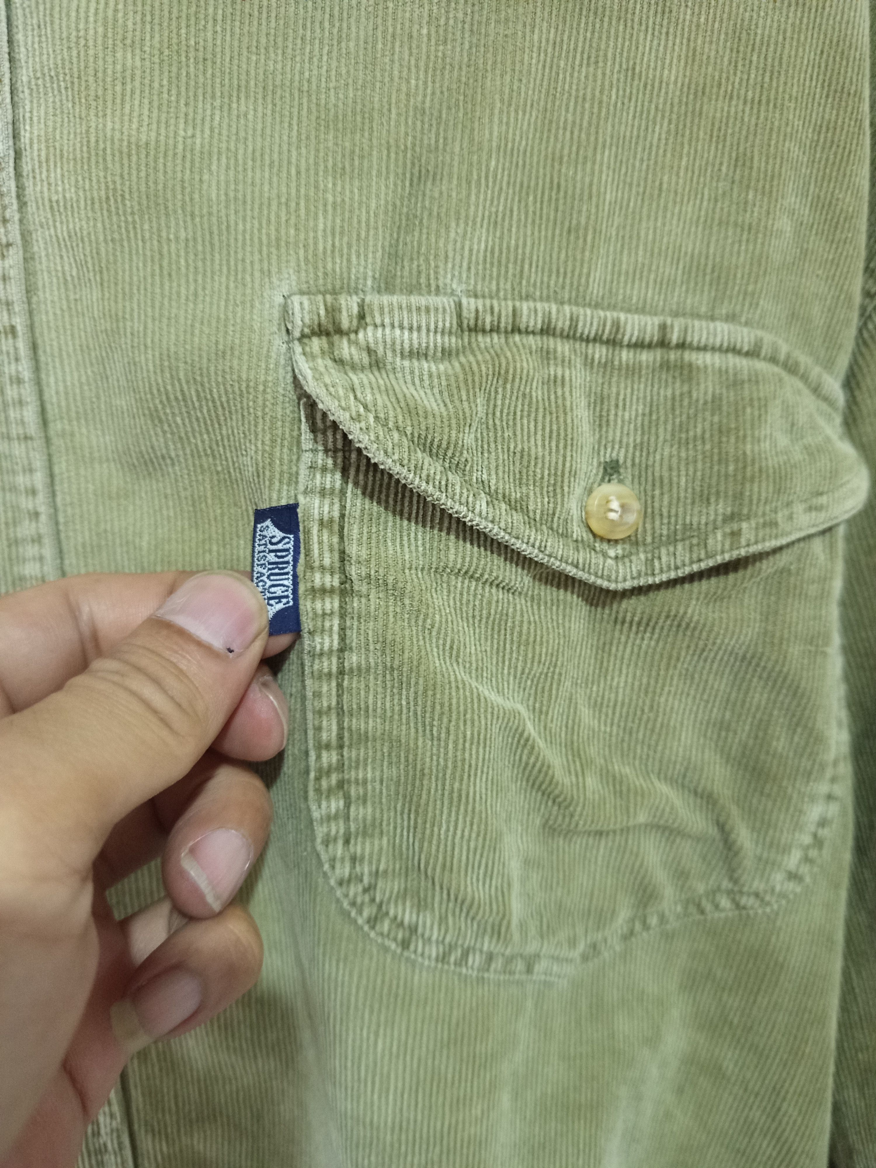 Spruce 1990s Spruce Corduroy Work Shirt Olive Green Size US L / EU 52-54 / 3 - 8 Thumbnail