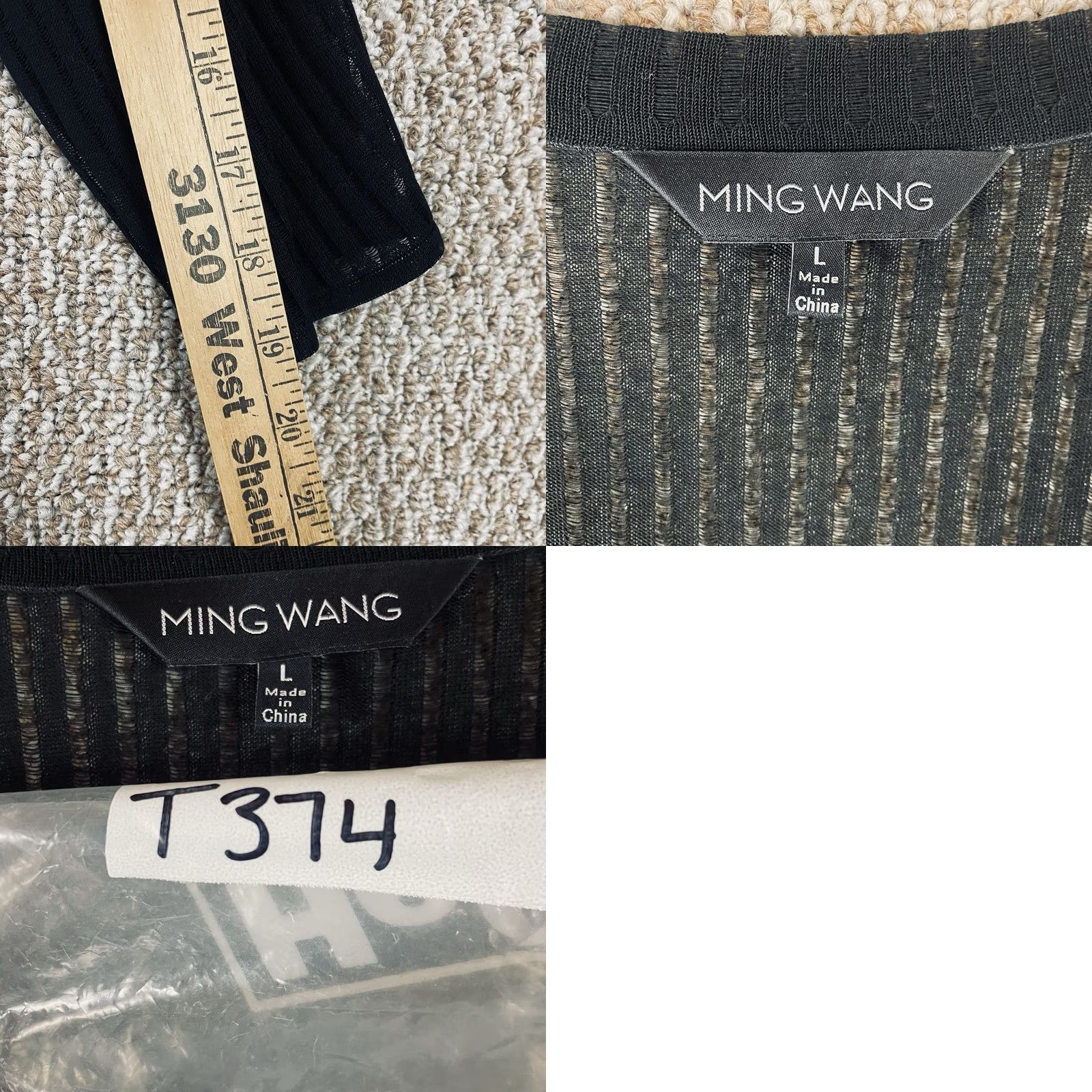 Vintage Ming Wang Cardigan Jacket Women L Ribbed Sheer Black Knit Longline T374 Knit Cardigan Ribbed Open Collarless Long Sleeve Round Neck Black Woman Large Size L / US 10 / IT 46 - 9 Thumbnail