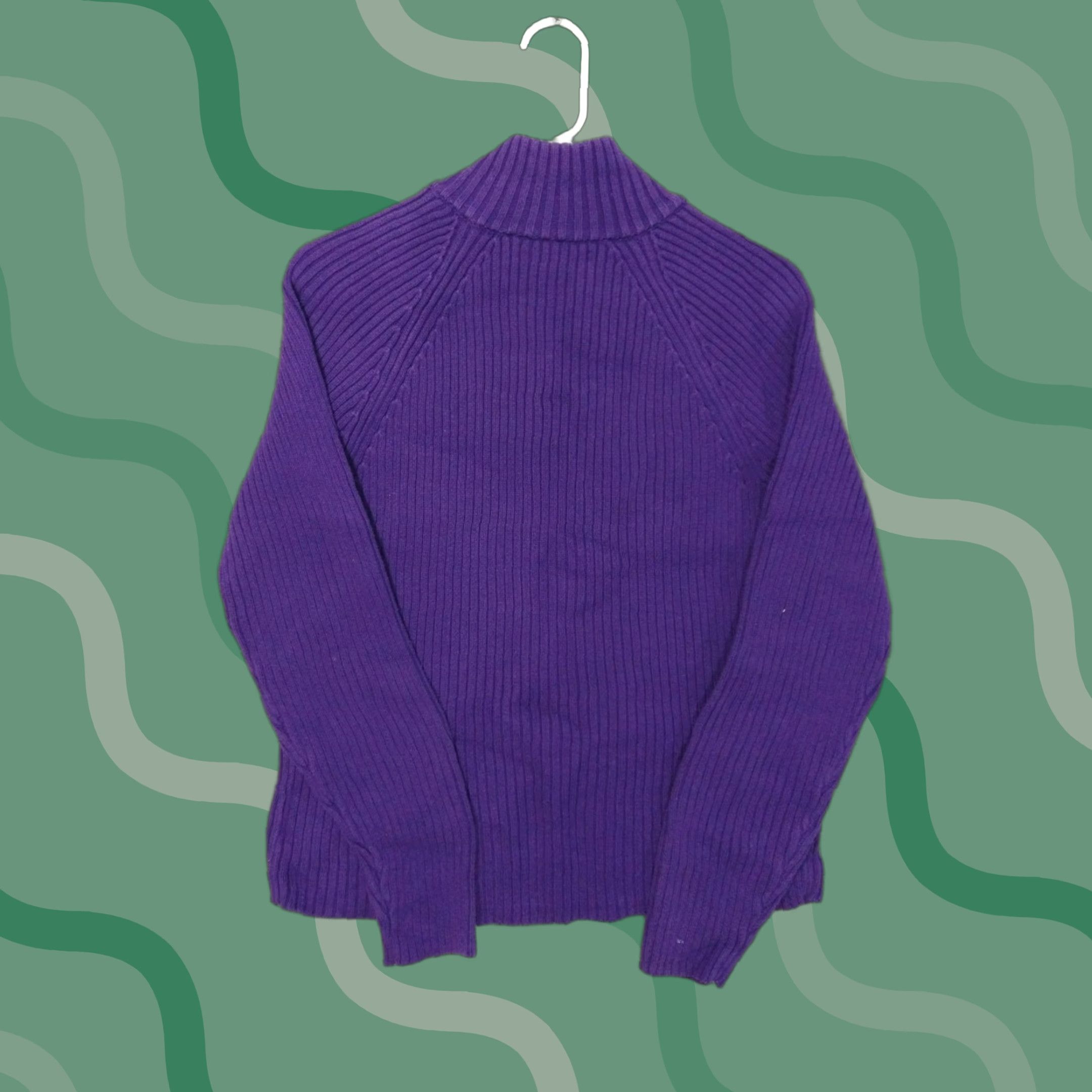 Ralph Lauren Ralph Lauren Sweater Womens Medium Purple Buttons Ribbed Mock Neck Gold Hardware Size M / US 6-8 / IT 42-44 - 1 Thumbnail