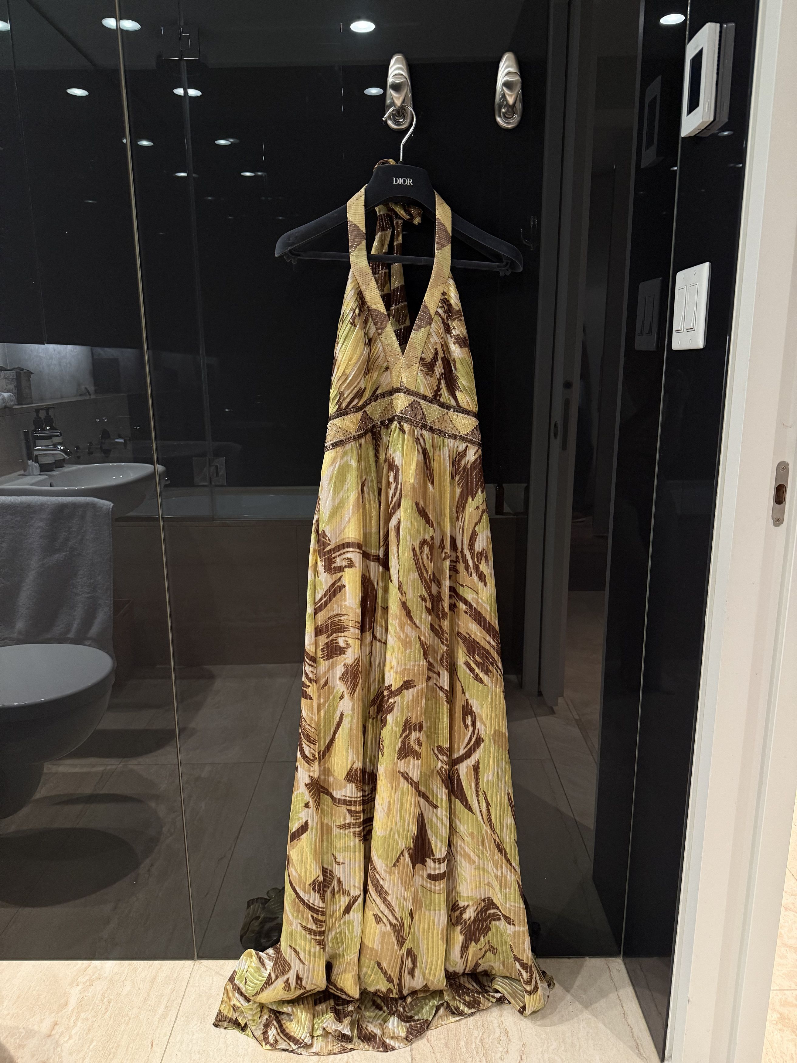 Bcbgmaxazria Long Silk Willow Multi-color Halter Dress Size S / US 4 / IT 40 - 1 Thumbnail