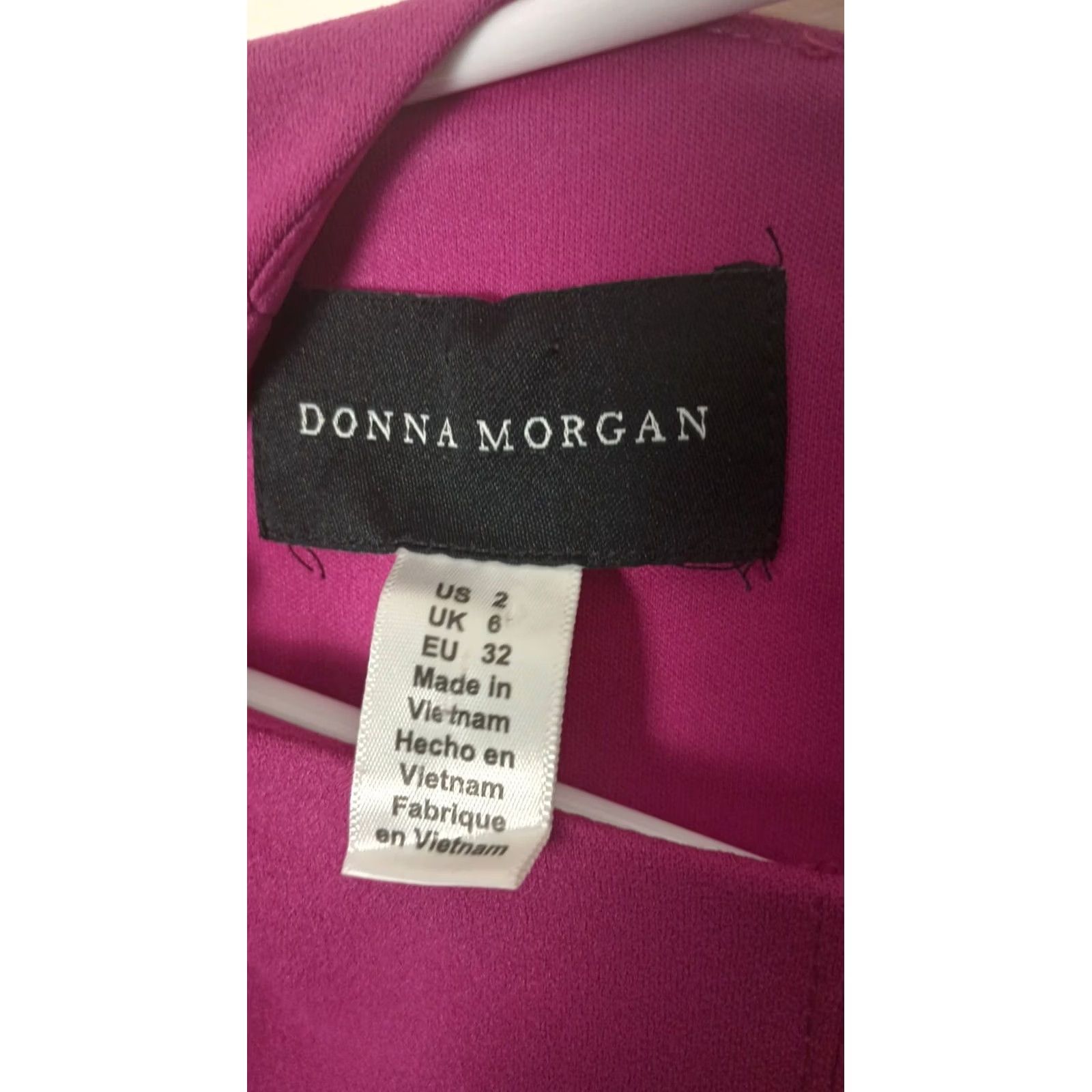 Donna Morgan Donna Morgan Dress Womens Size 2 Purple Solid Short Sleeve Crew Neck Back Zip Size 26" / US 2 / IT 38 - 2 Thumbnail