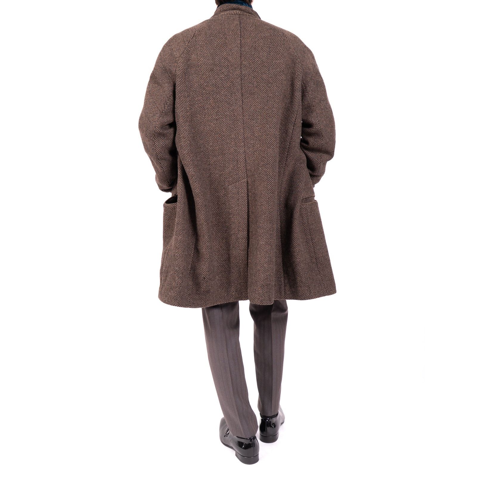 Haider Ackermann FW14 Oversized Coat in Brown Chevron Wool Size US S / EU 44-46 / 1 - 3 Thumbnail