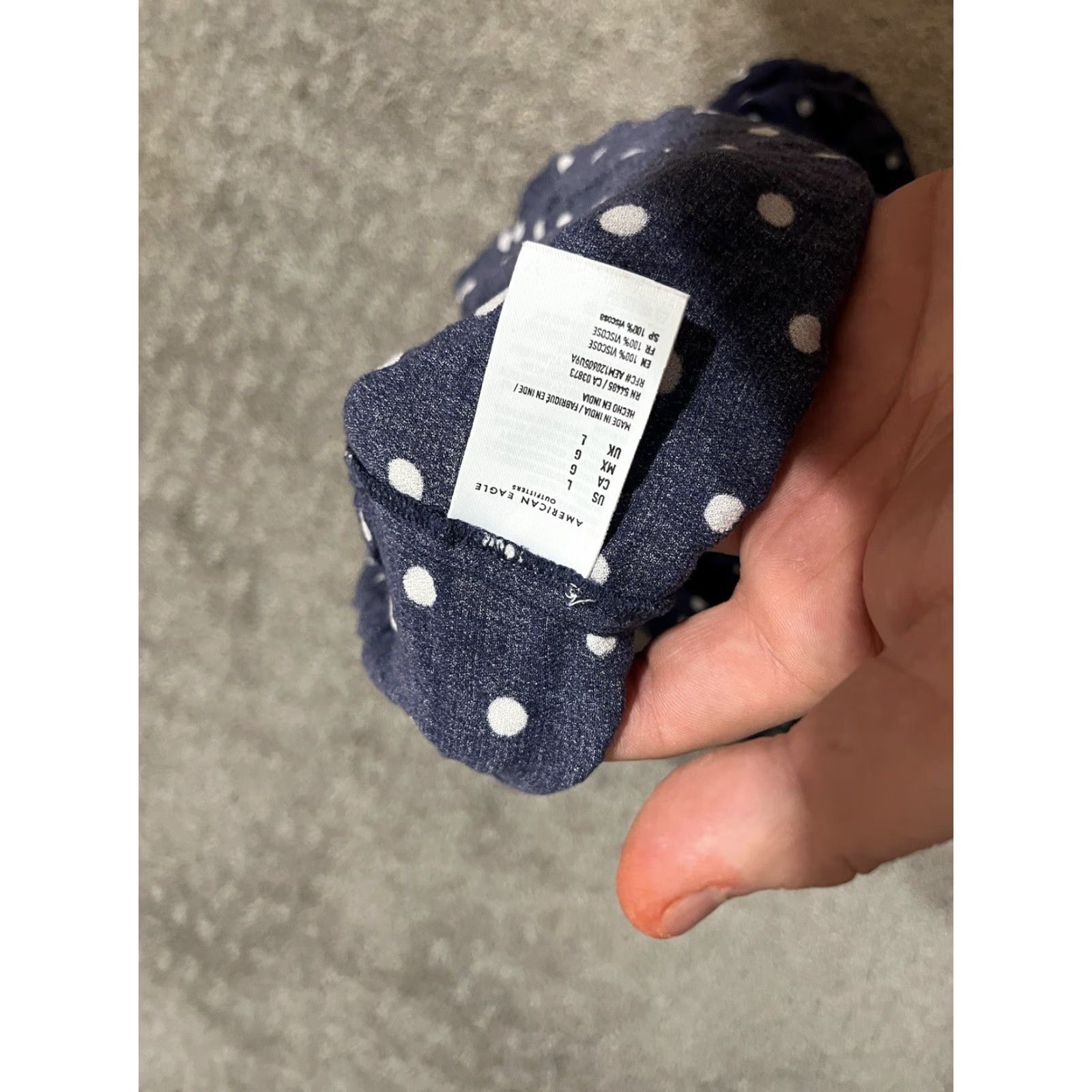 American Eagle Outfitters VINTAGE American Eagle Cropped Pants Blue w/White Dots; Large L; Women, Cropped, Pants, Blue, 90s, Womens Size 36" / US 14 / IT 50 - 6 Thumbnail