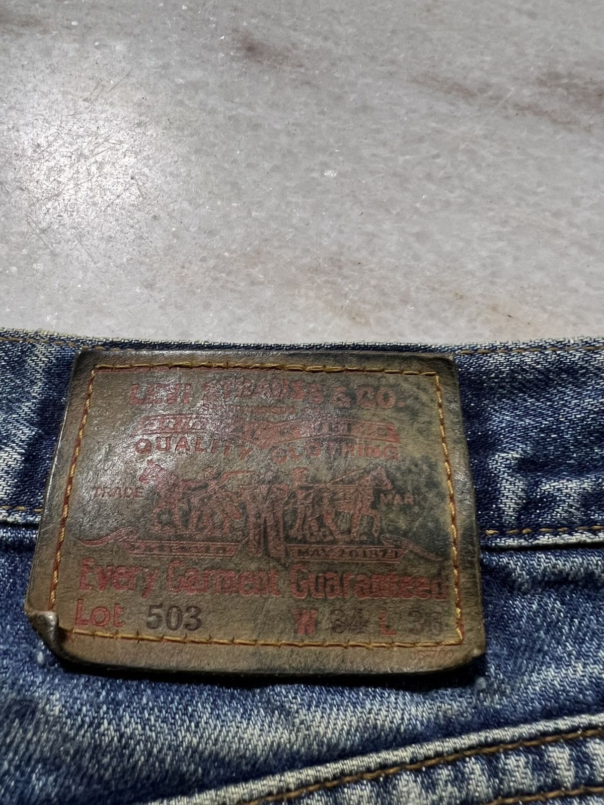 Levi's 💥90’s Baggy💥Vintage Levis 503 Distress Mud Wash Baggy Jeans Size US 33 - 21 Thumbnail