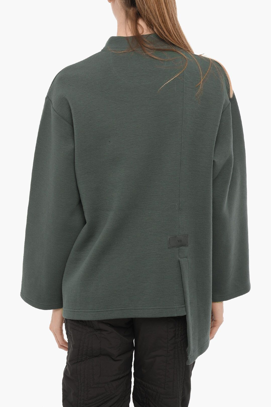 Y-3 × Yohji Yamamoto og1mm0824 Crew-Neck Sweatshirt with Side Split in Dark Green Size XXS / US 00 / IT 34 - 2 Thumbnail